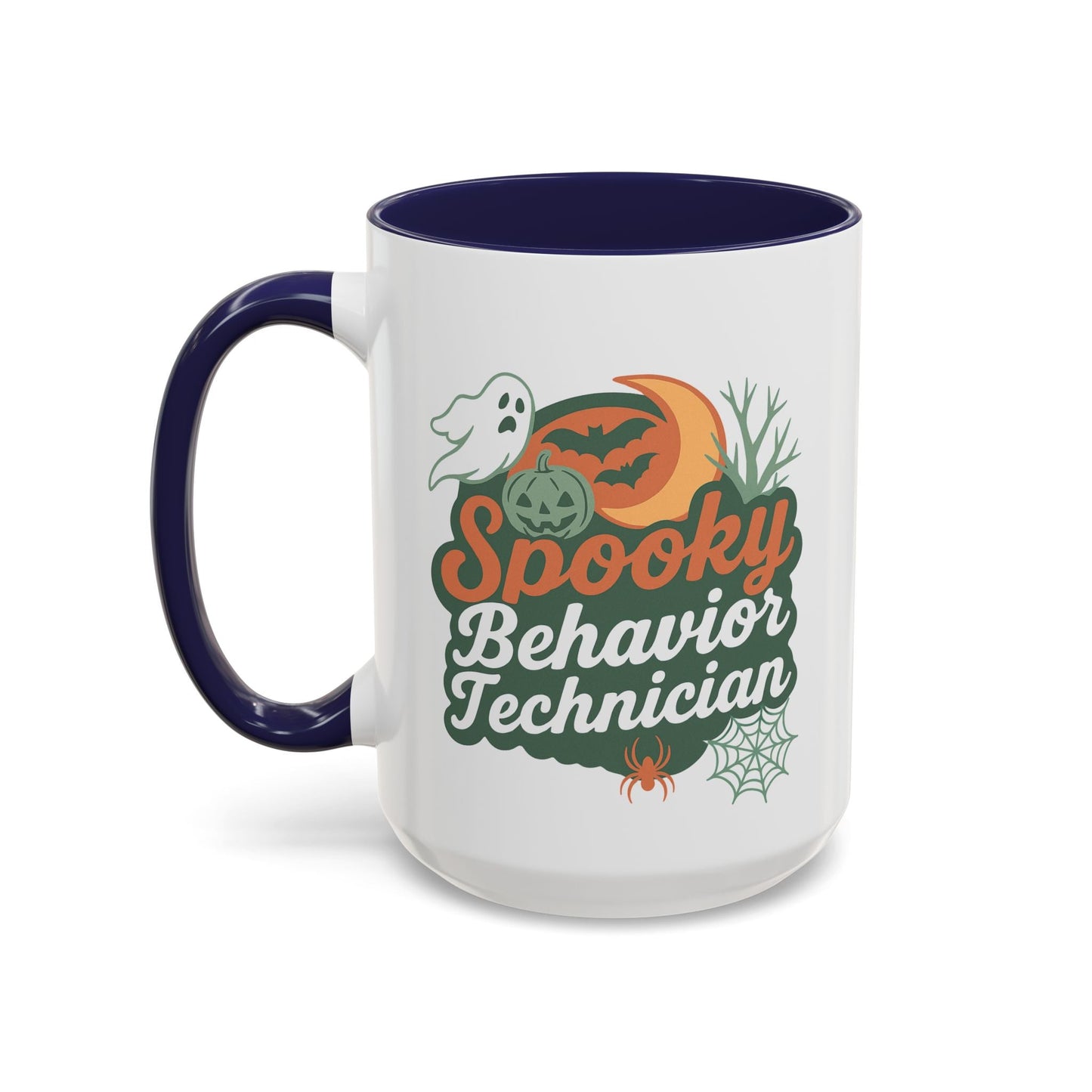 Personalized Spooky Behavior Technician Accent Mug – Custom Name Coffee Cup, 11oz & 15oz, 4 Colors Printify