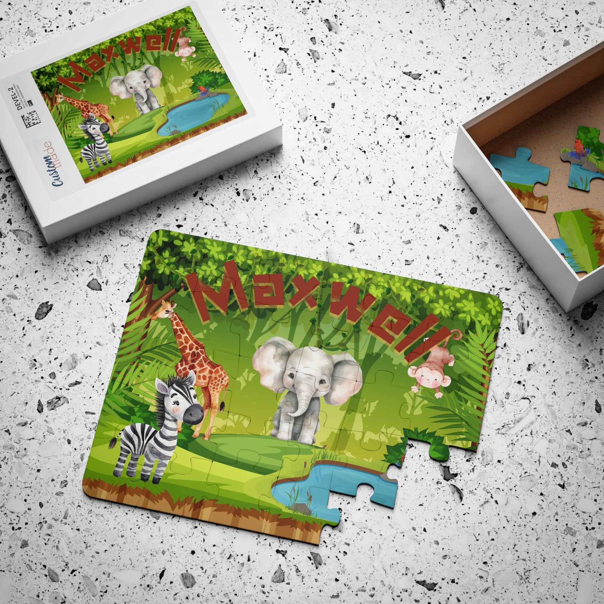 Personalized Jungle-Themed 30-Piece Puzzle for Kids Printify