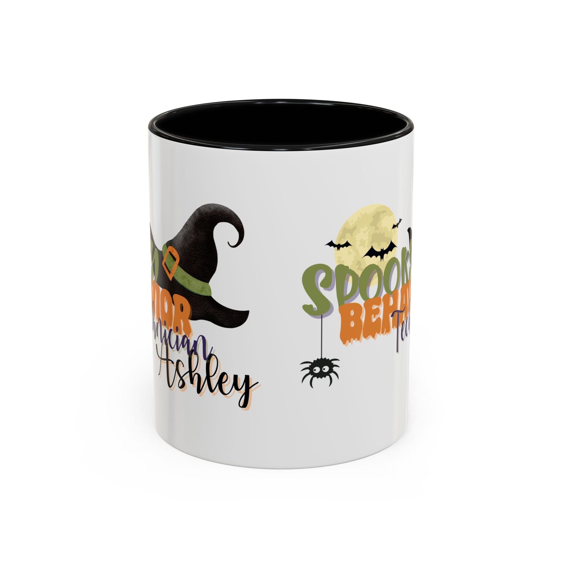 Personalized Spooky Behavior Technician Halloween Mug – Witch Hat & Moon Design – Custom ABA Accent Mug for Fall Printify