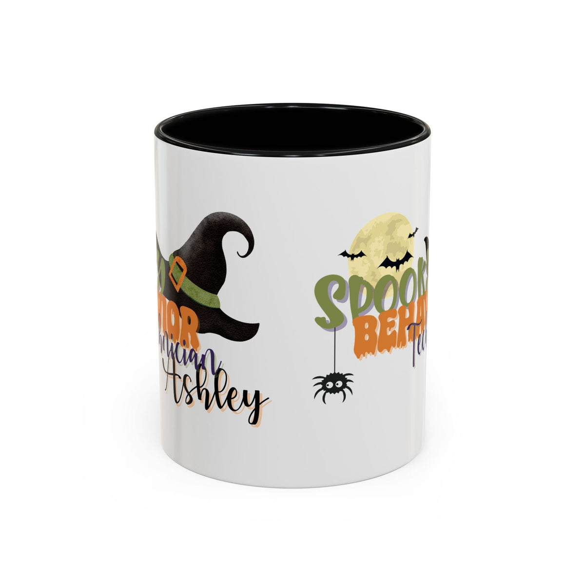 Personalized Spooky Behavior Technician Halloween Mug – Witch Hat & Moon Design – Custom ABA Accent Mug for Fall Printify