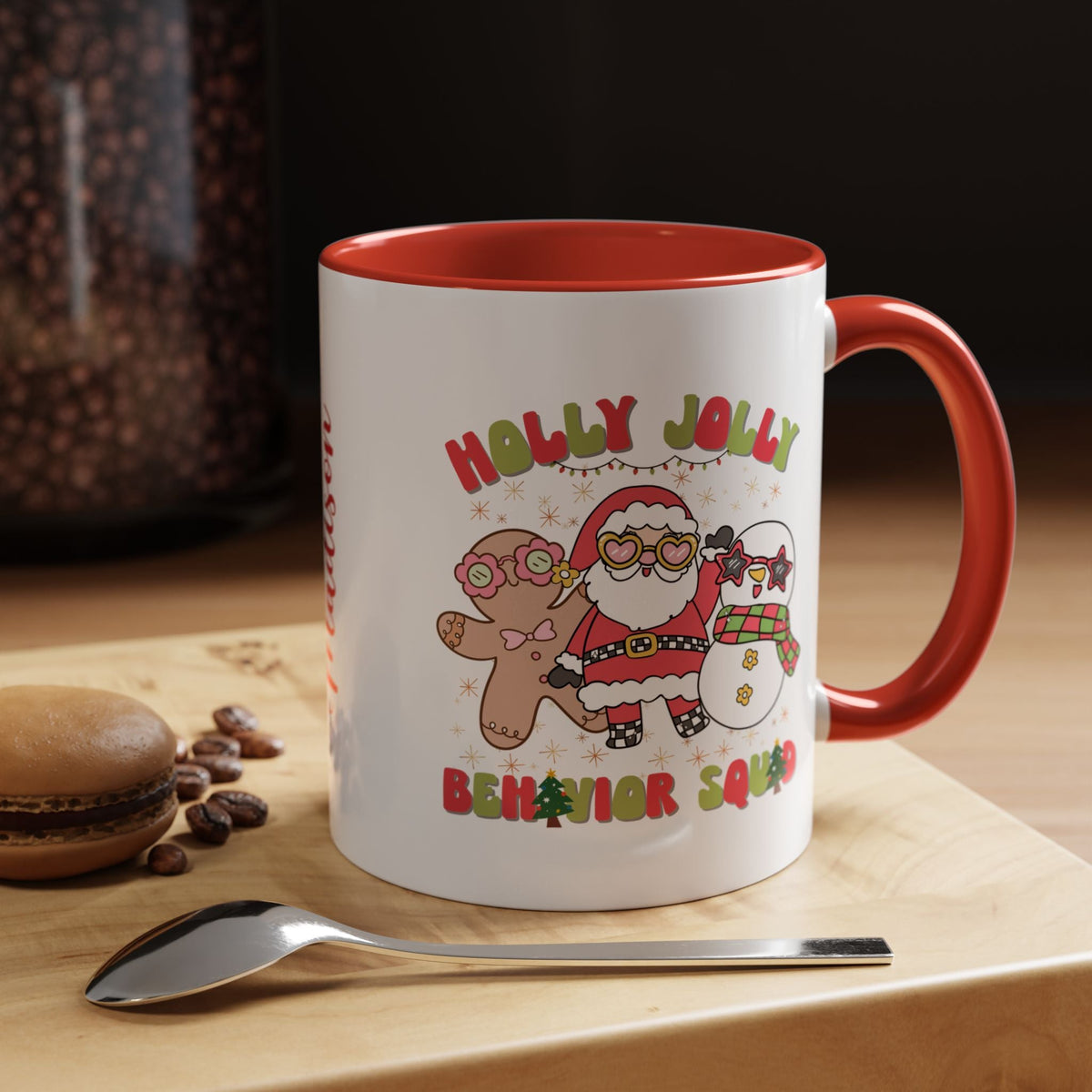 Personalized Holly Jolly Behavior Squad Accent Mug – Custom Holiday Gift for ABA Teams & Therapists Printify