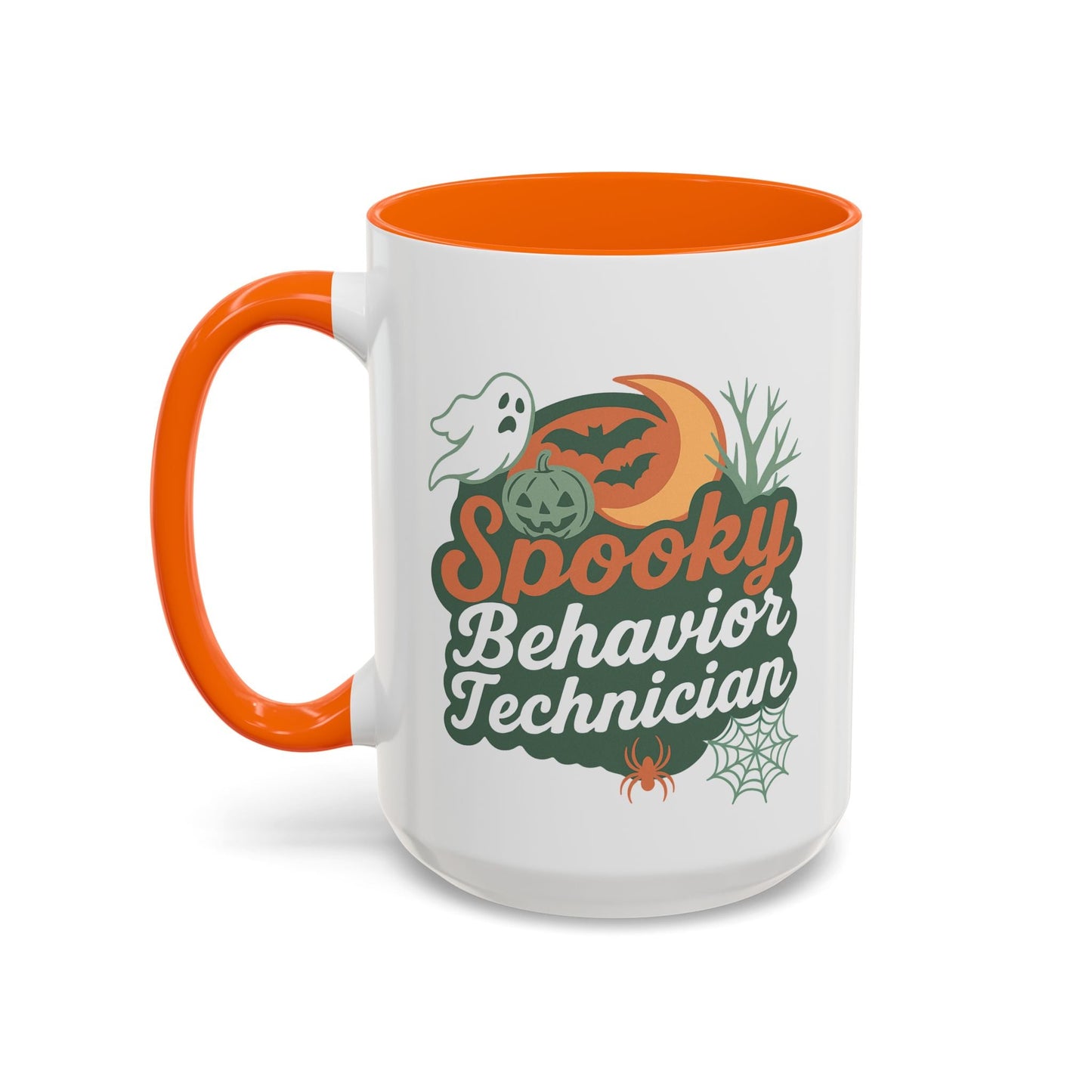 Personalized Spooky Behavior Technician Accent Mug – Custom Name Coffee Cup, 11oz & 15oz, 4 Colors Printify