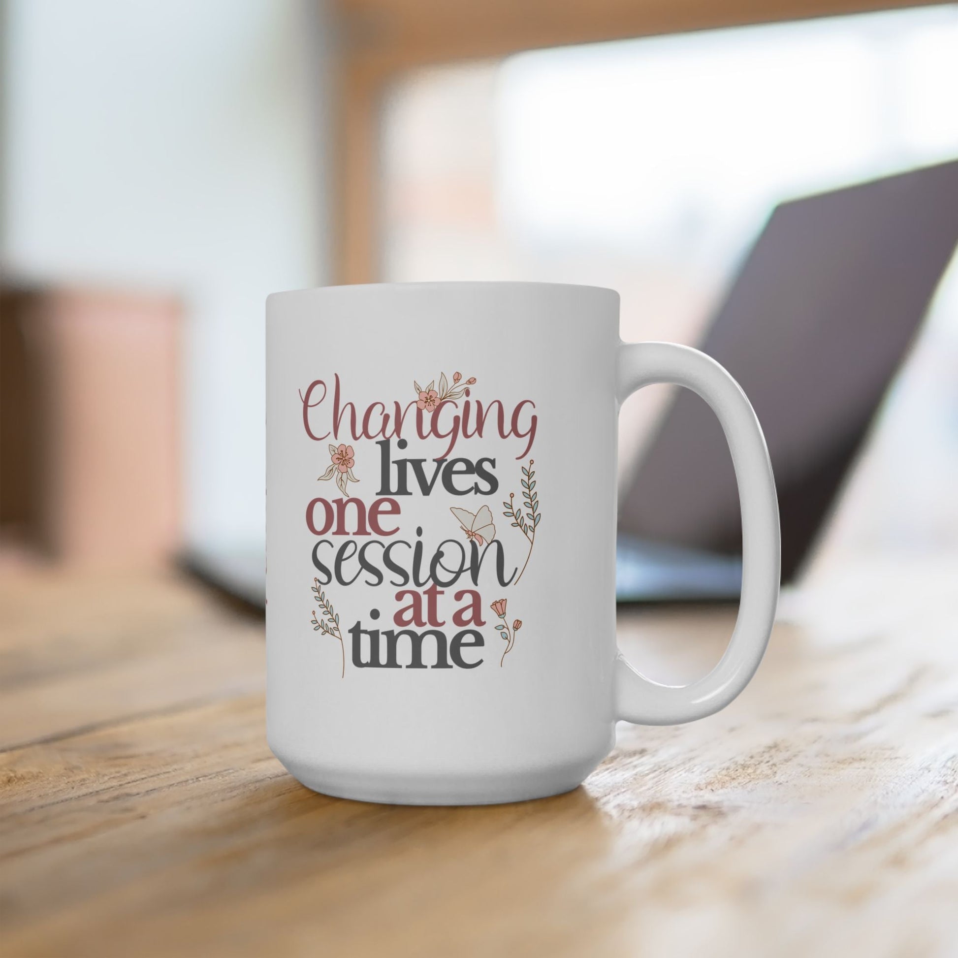 Changing Lives One Session at a Time – Personalized White Ceramic Mug, Custom Name Gift for Therapists & Educators Affordable ABA Materials