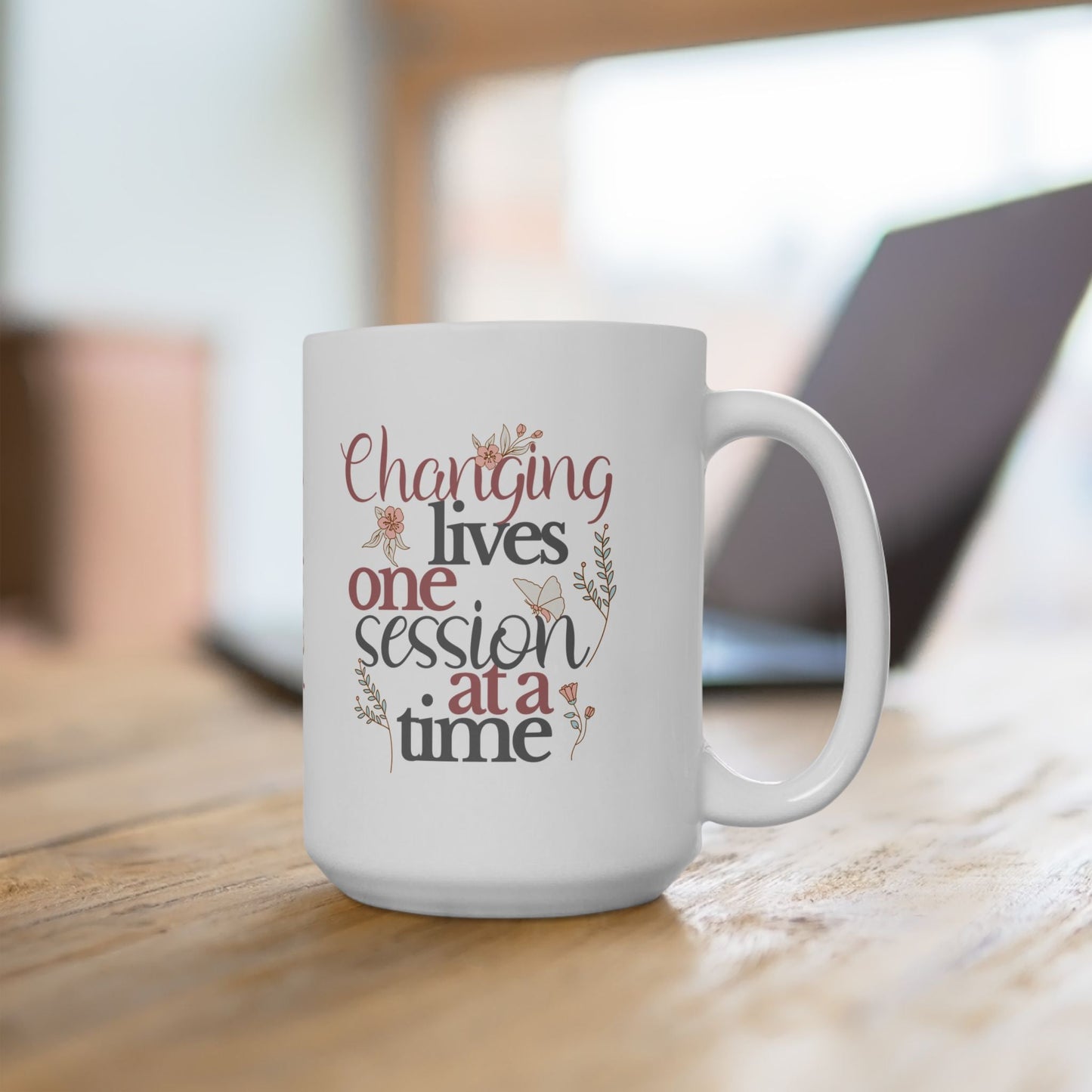 Changing Lives One Session at a Time – Personalized White Ceramic Mug, Custom Name Gift for Therapists & Educators Affordable ABA Materials