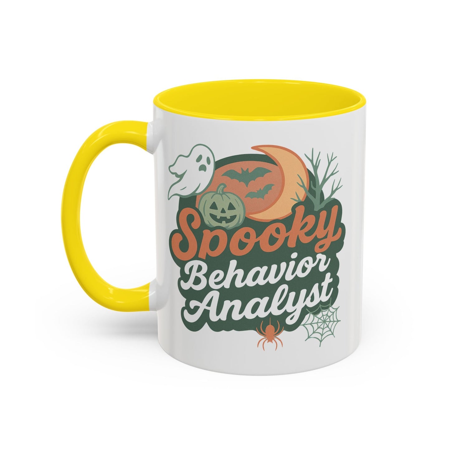 Personalized Spooky Behavior Analyst Accent Mug – Custom Name Coffee Cup, 11oz & 15oz, 4 Colors Affordable ABA Materials