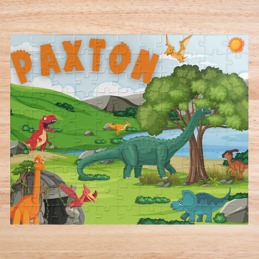 110-Piece Personalized Dinosaur Puzzle – Custom Name Prehistoric Jigsaw for Kids Affordable ABA Materials