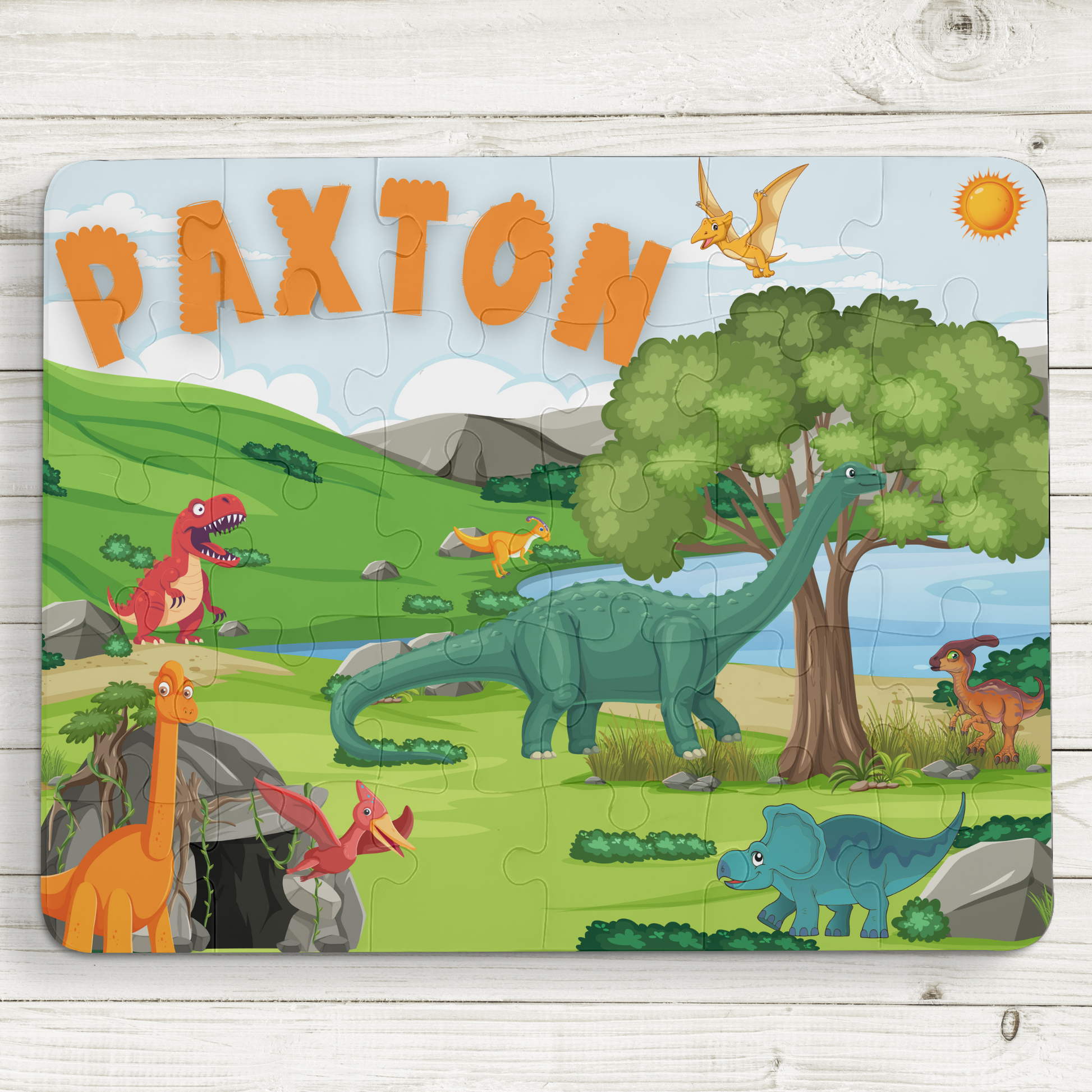Personalized Kids' Dinosaur Puzzle – 30 Pieces Educational Gift for Child Affordable ABA Materials