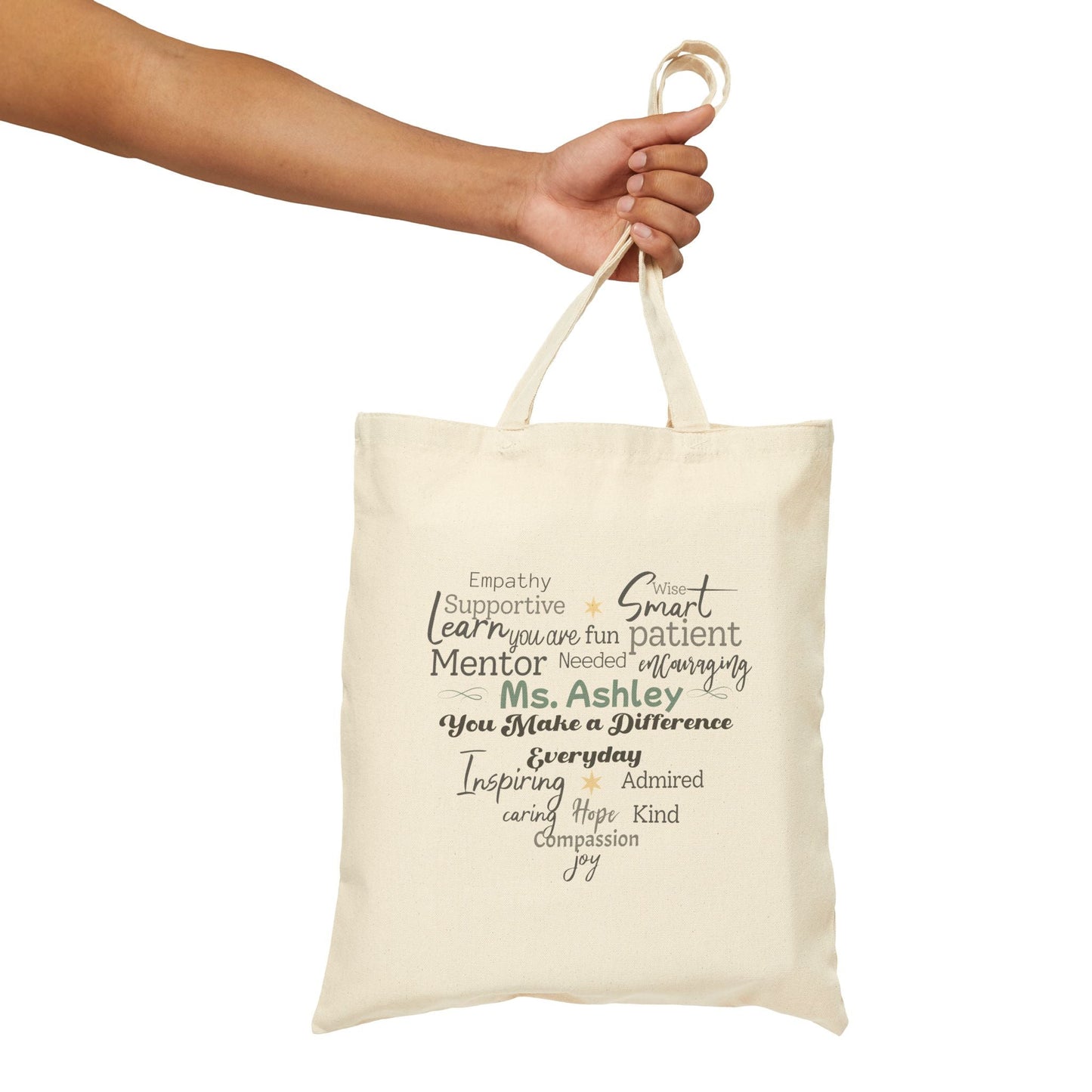 Personalized Heart Word Cloud Tote Bag – Custom Name Gift for Teachers, Mentors & Caregivers Affordable ABA Materials
