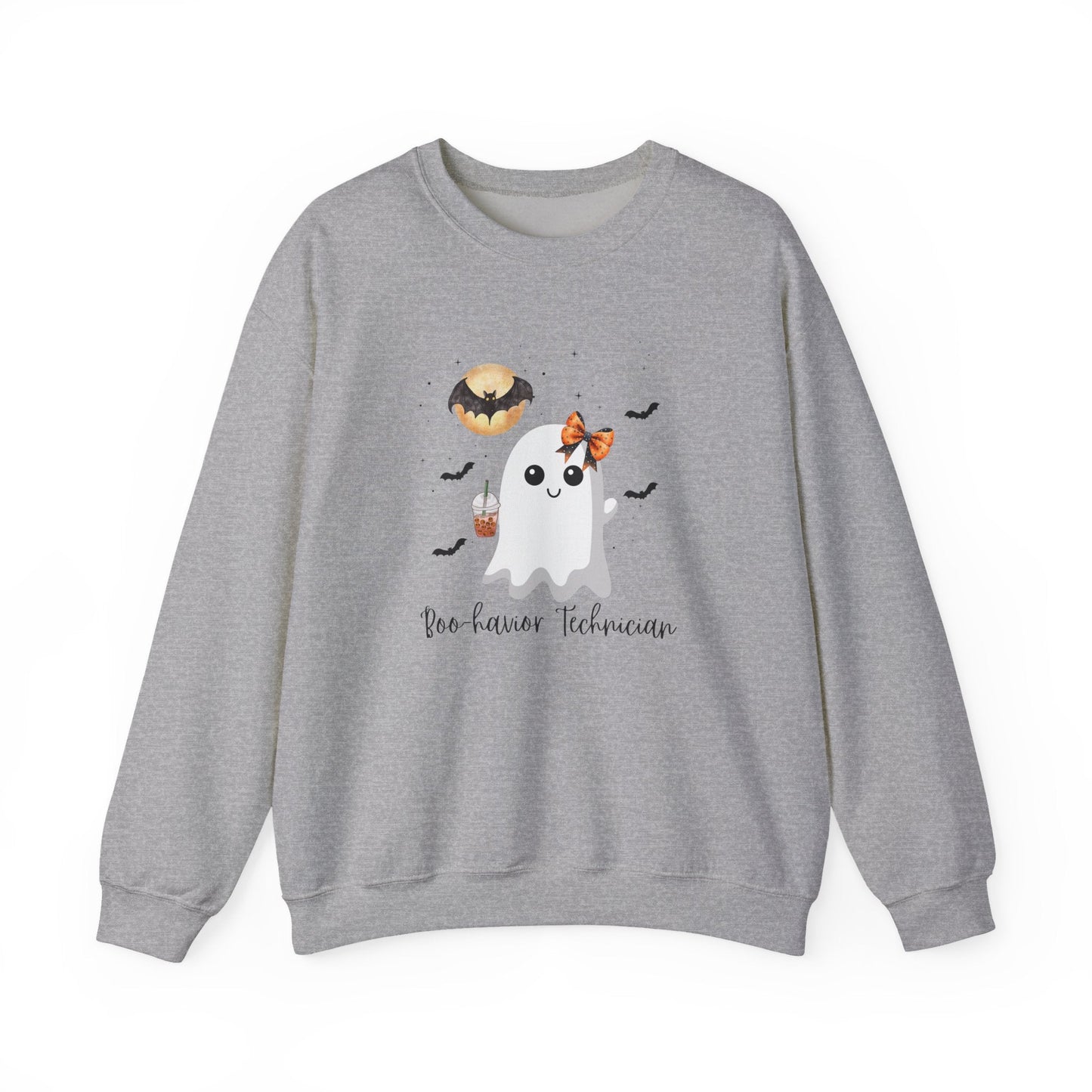 Halloween Behavior Technician Sweater-Cute Ghost Design "Boo-havior Technician" Sweatshirt Printify