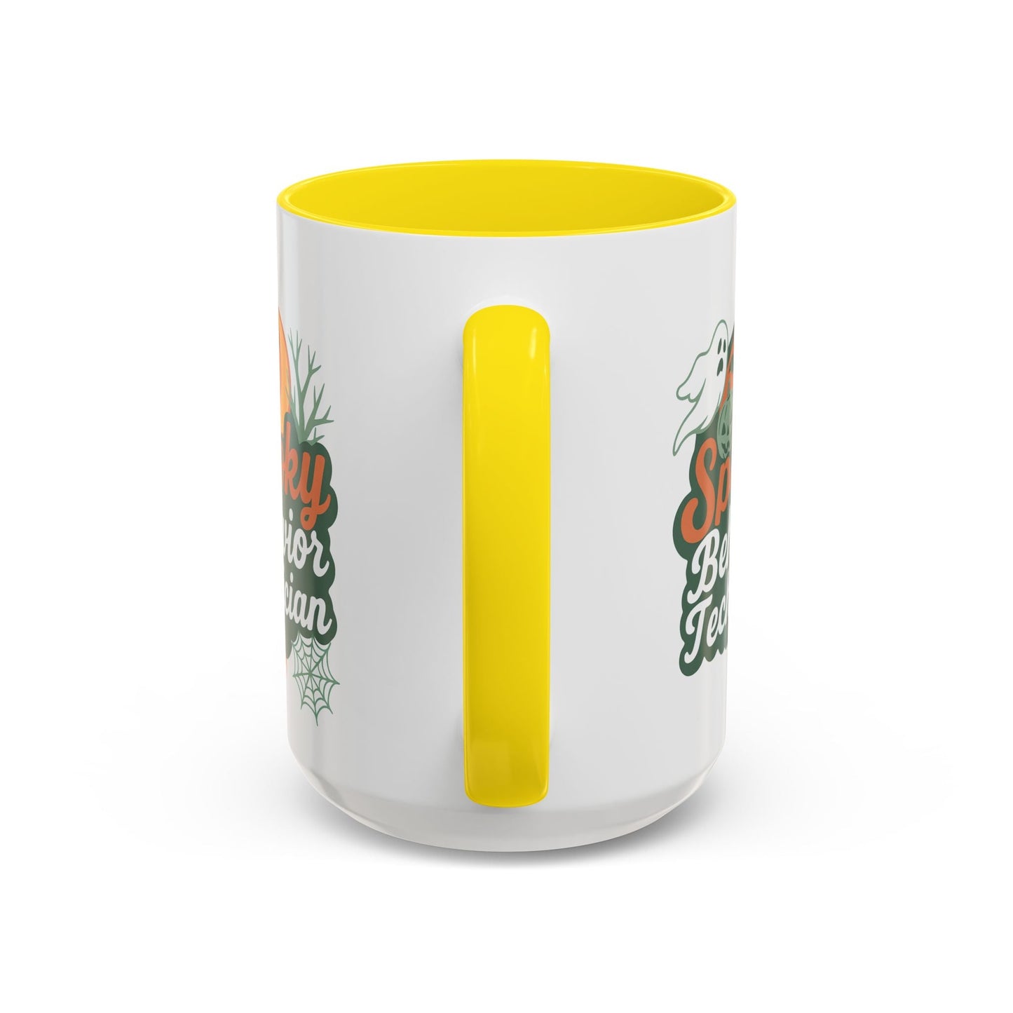 Personalized Spooky Behavior Technician Accent Mug – Custom Name Coffee Cup, 11oz & 15oz, 4 Colors Printify