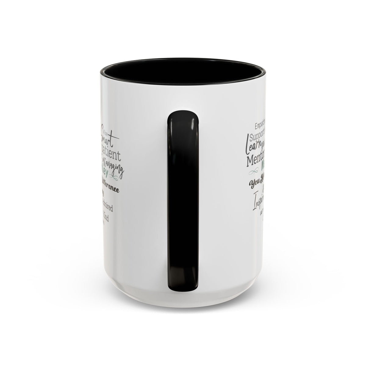Personalized Heart Word Cloud Accent Mug – Custom Name Gift for Teachers, Therapists & Mentors, Black Handle, 11oz & 15oz Printify