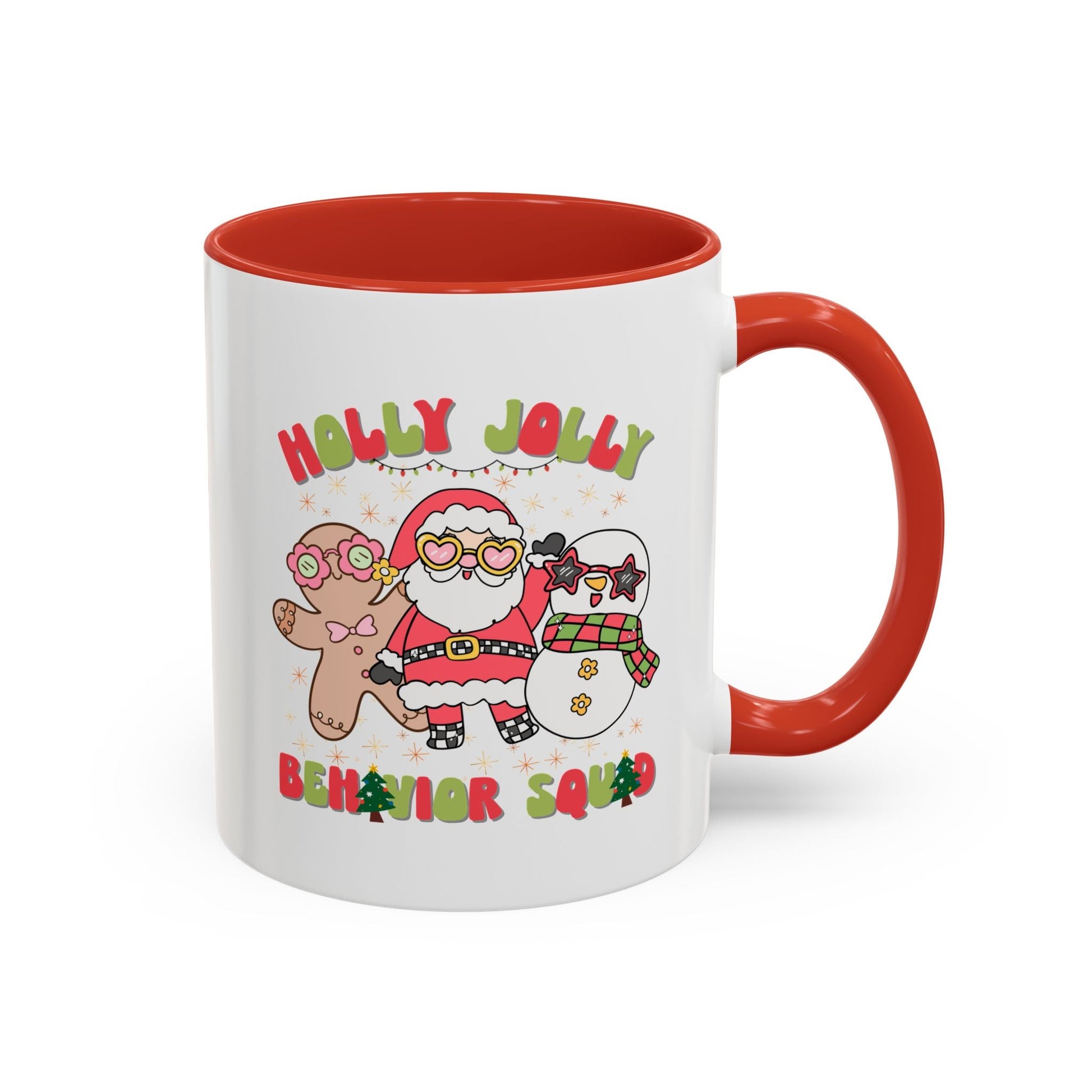 Personalized Holly Jolly Behavior Squad Accent Mug – Custom Holiday Gift for ABA Teams & Therapists Printify