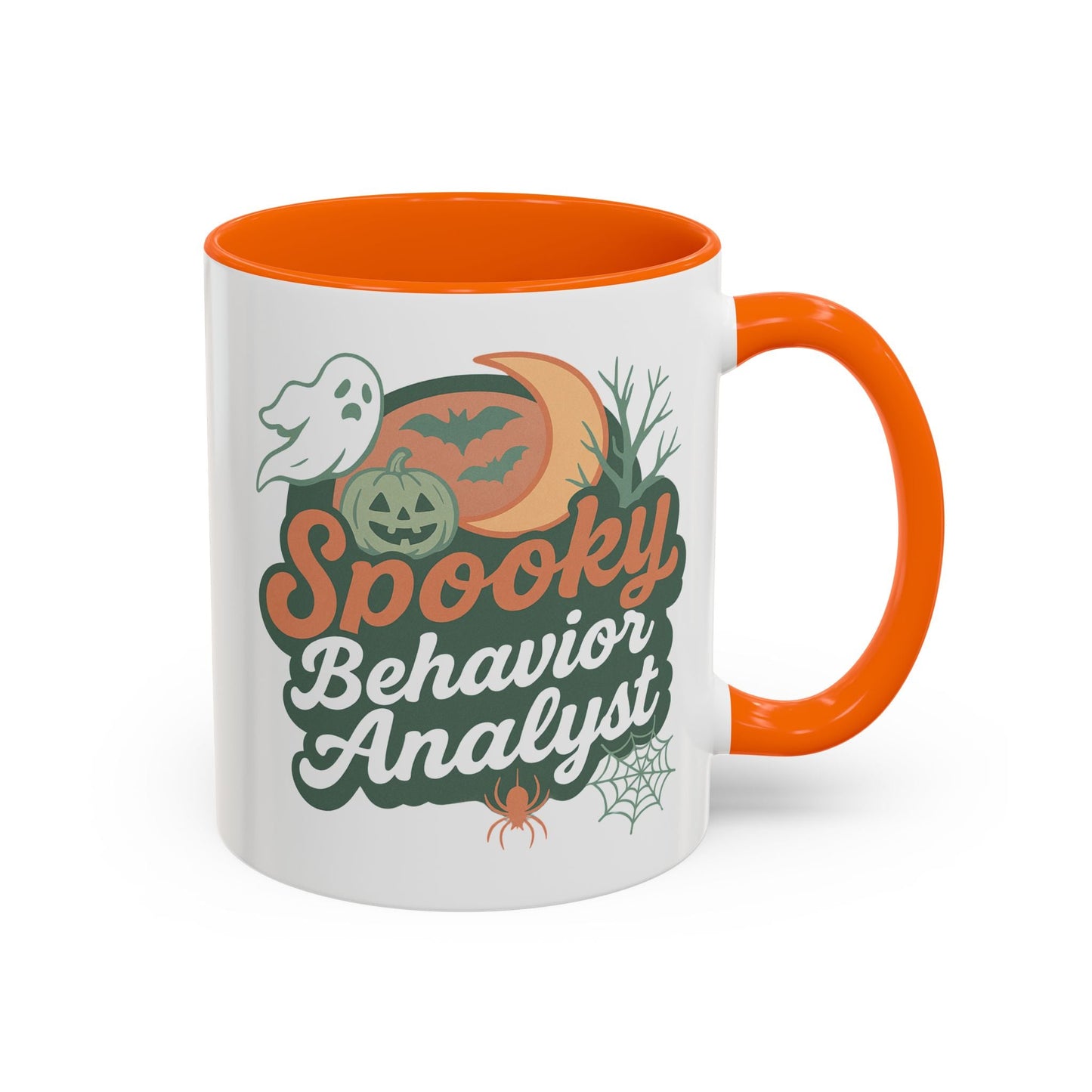 Personalized Spooky Behavior Analyst Accent Mug – Custom Name Coffee Cup, 11oz & 15oz, 4 Colors Affordable ABA Materials