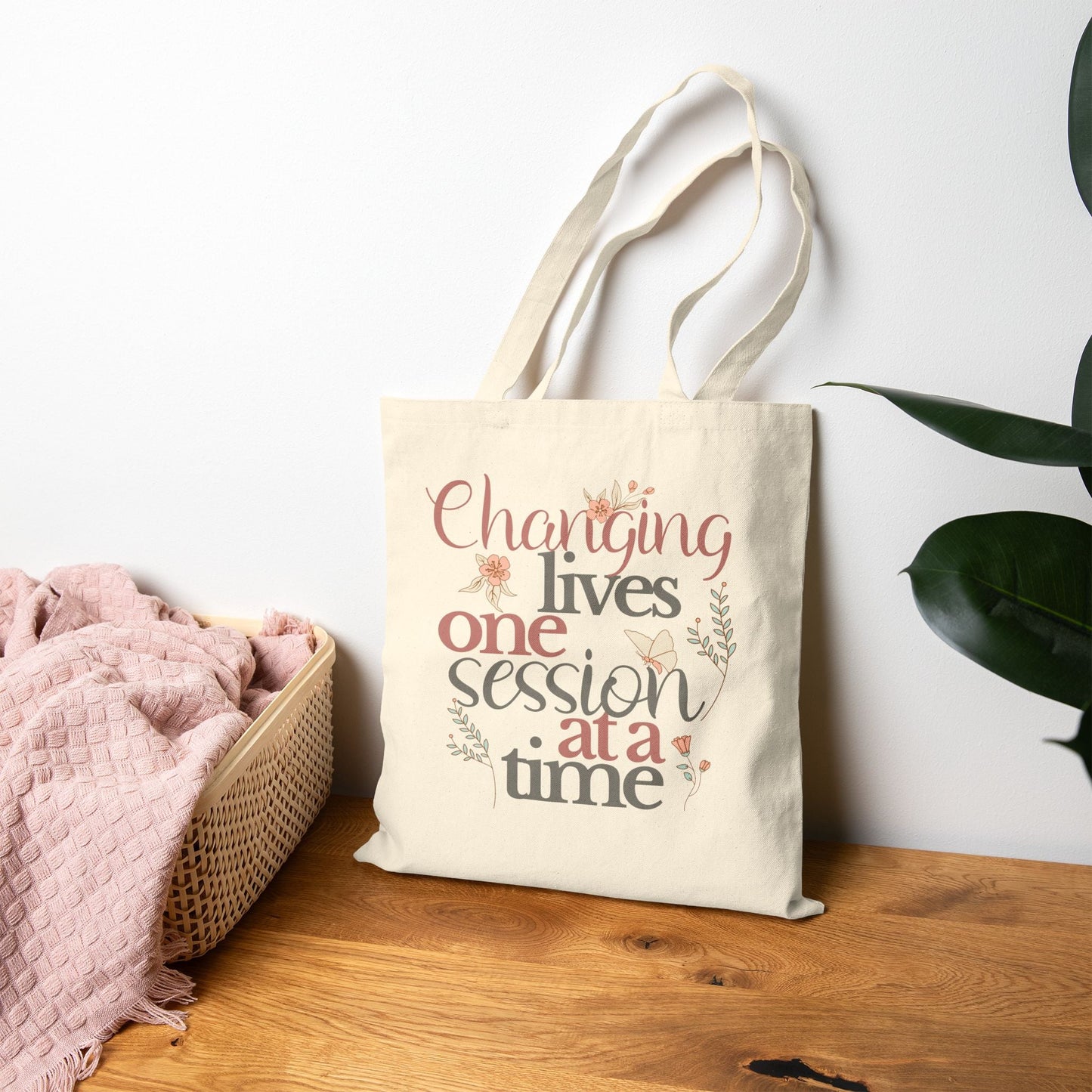 Changing Lives One Session at a Time – Canvas Tote Bag for ABA Team, Therapists, Teachers & Caregivers Affordable ABA Materials