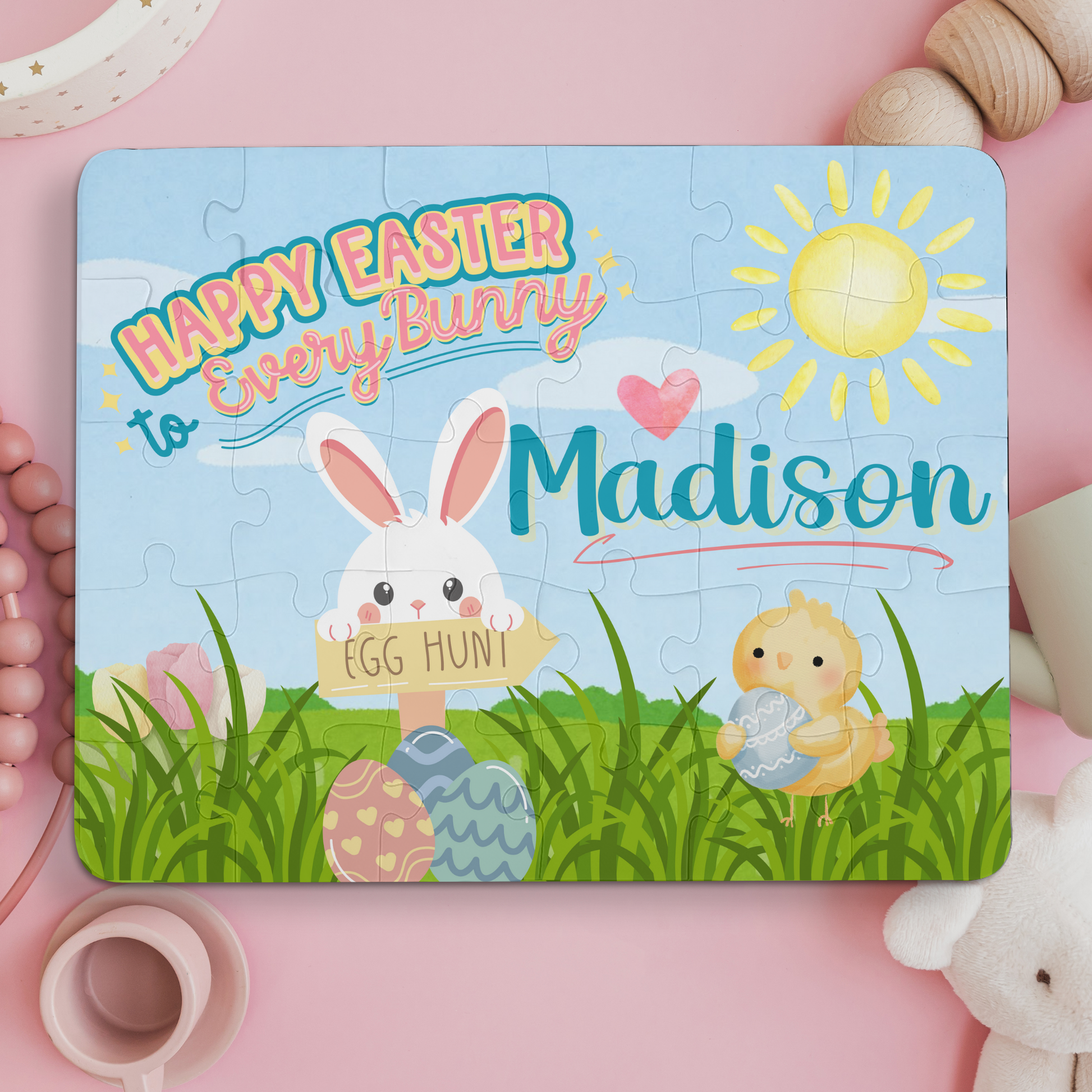Personalized Easter Bunny Puzzle – Custom Name Kids' Easter Gift Printify