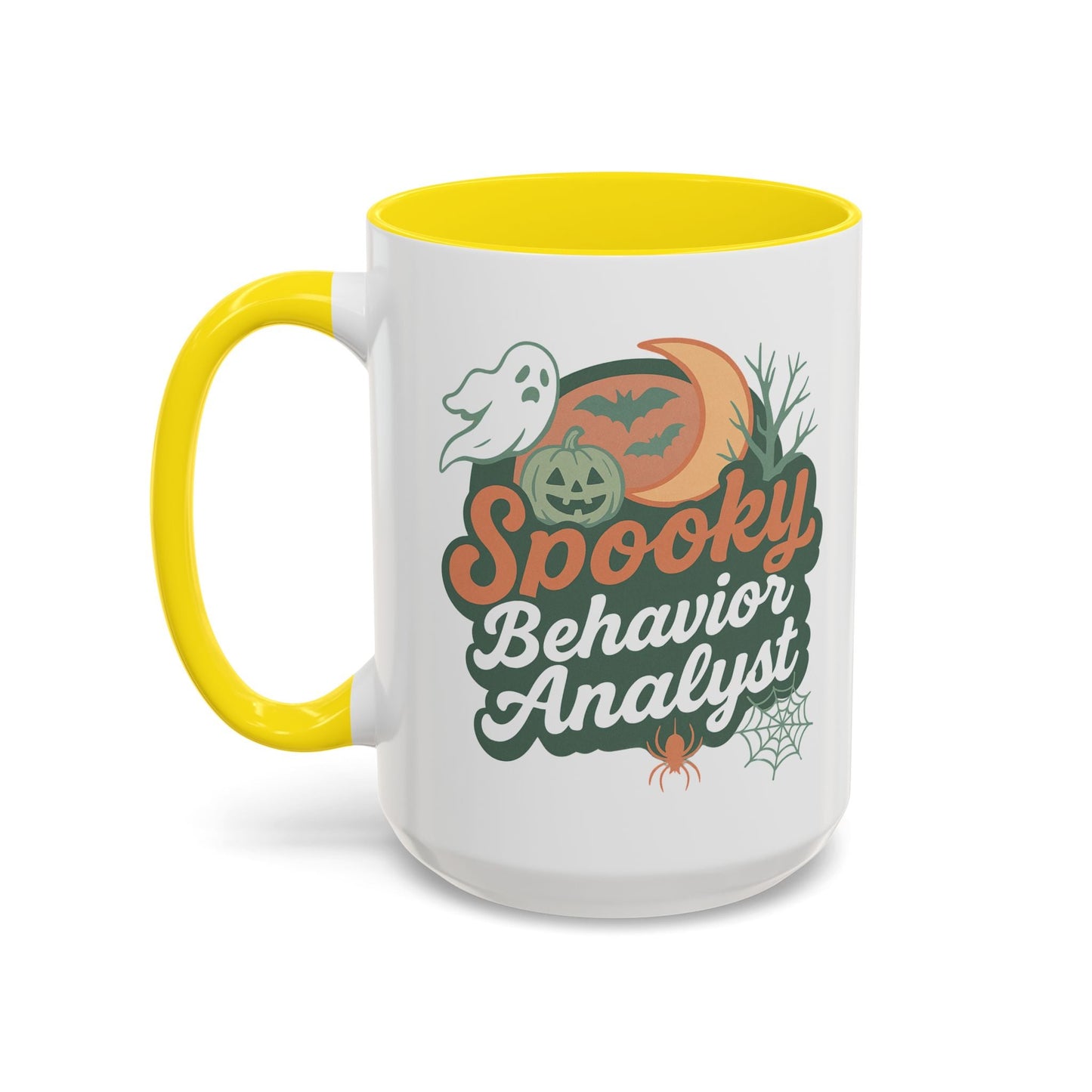 Personalized Spooky Behavior Analyst Accent Mug – Custom Name Coffee Cup, 11oz & 15oz, 4 Colors Affordable ABA Materials
