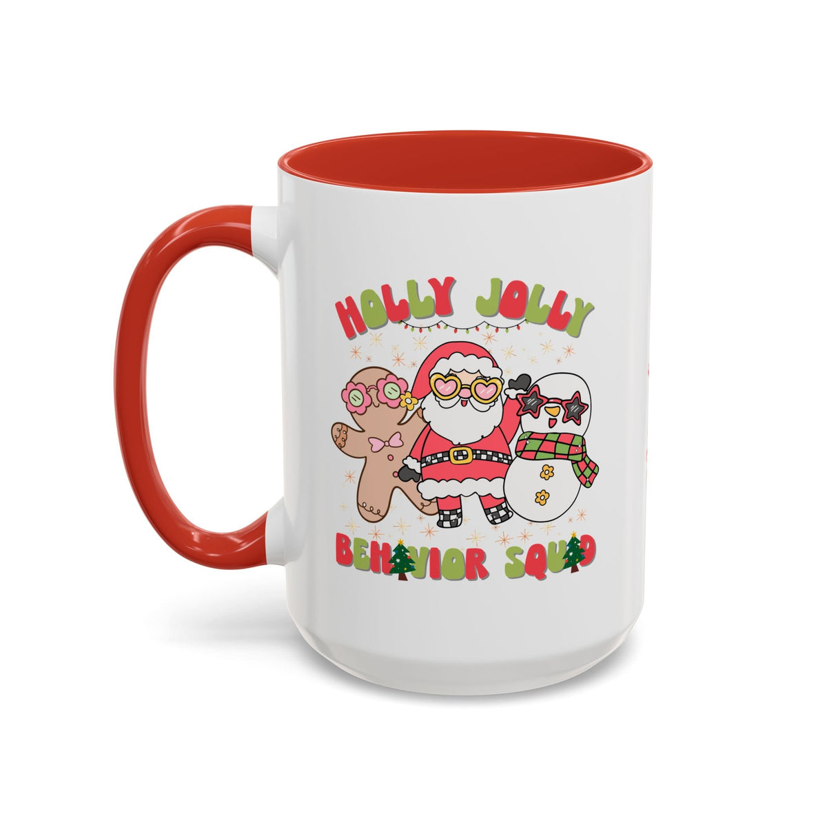 Personalized Holly Jolly Behavior Squad Accent Mug – Custom Holiday Gift for ABA Teams & Therapists Printify