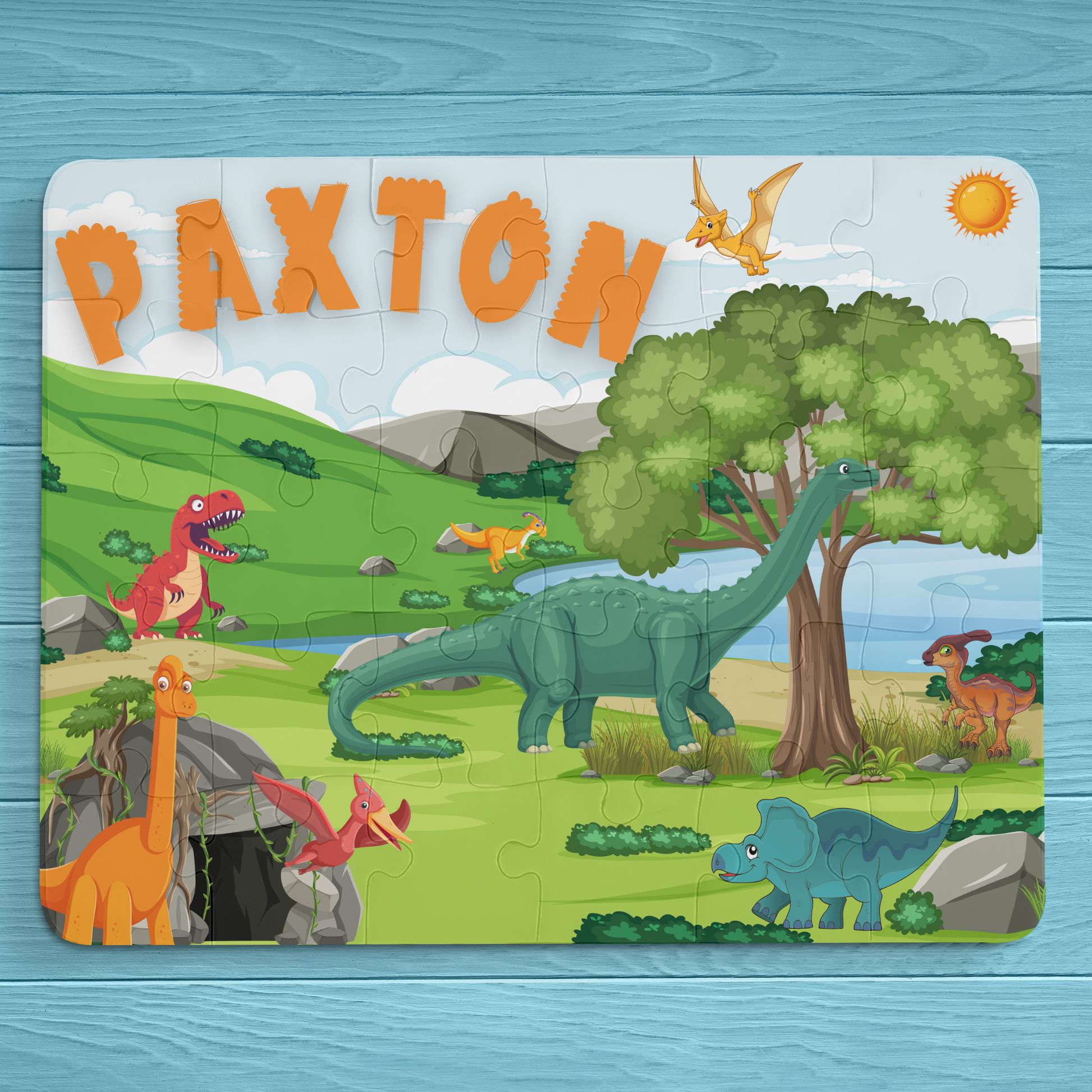 Personalized Kids' Dinosaur Puzzle – 30 Pieces Educational Gift for Child Affordable ABA Materials