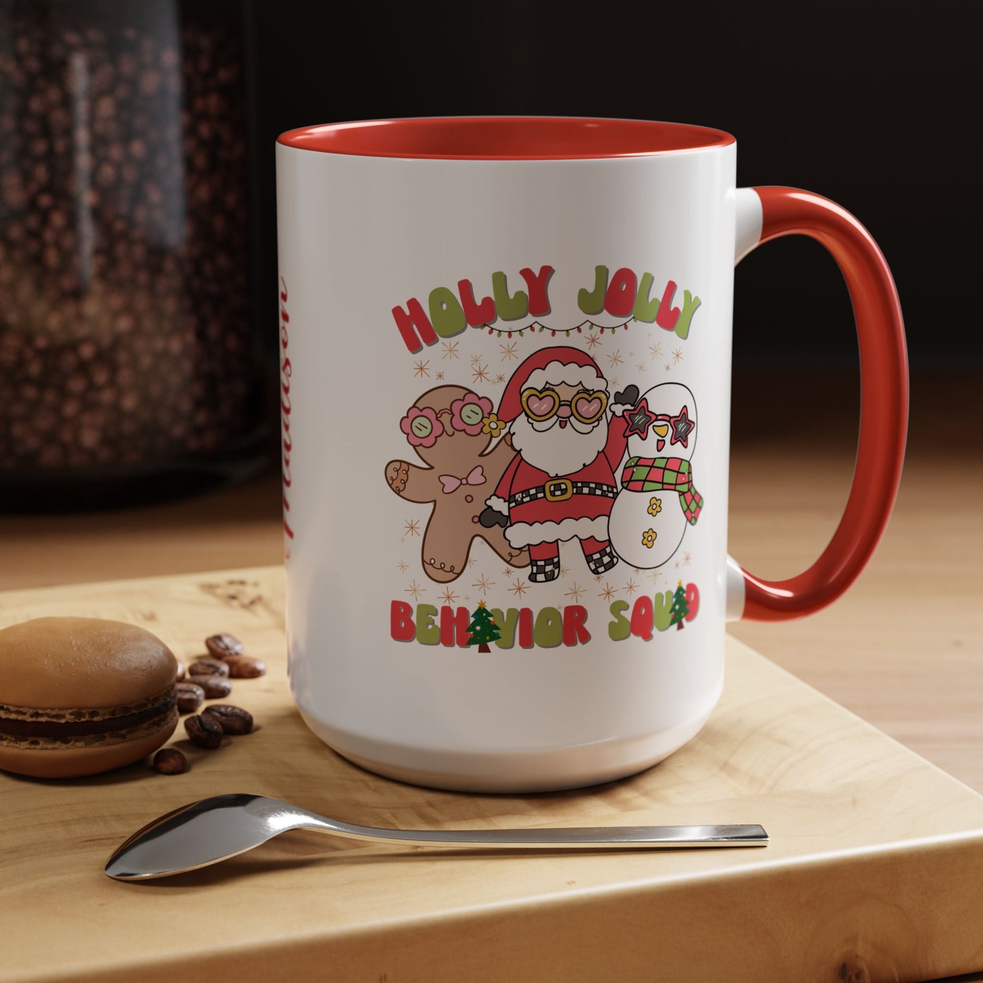 Personalized Holly Jolly Behavior Squad Accent Mug – Custom Holiday Gift for ABA Teams & Therapists Printify