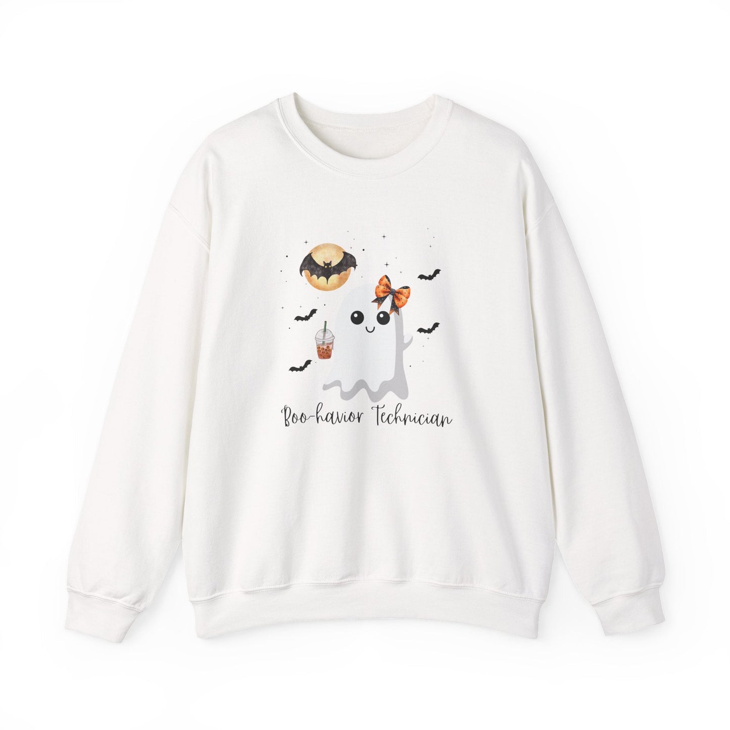 Halloween Behavior Technician Sweater-Cute Ghost Design "Boo-havior Technician" Sweatshirt Printify