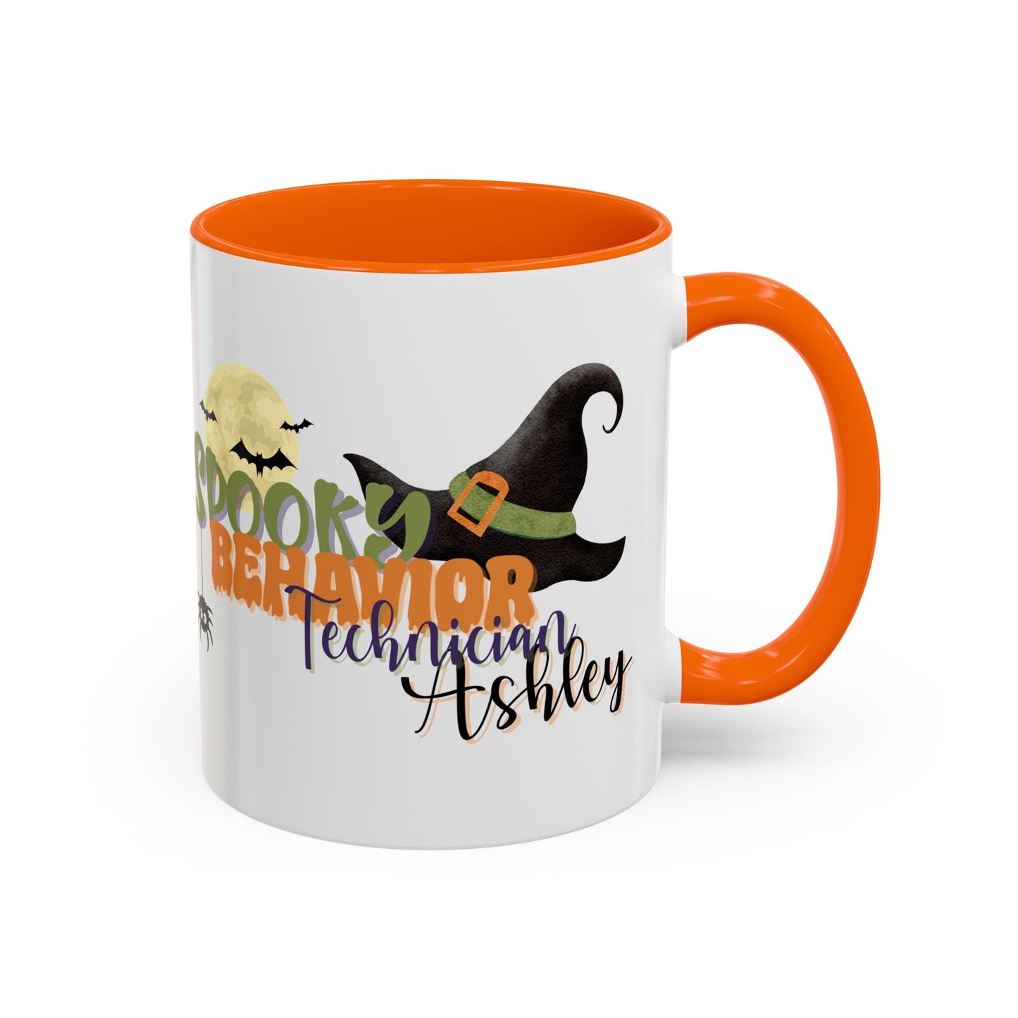 Personalized Spooky Behavior Technician Halloween Mug – Witch Hat & Moon Design – Custom ABA Accent Mug for Fall Printify