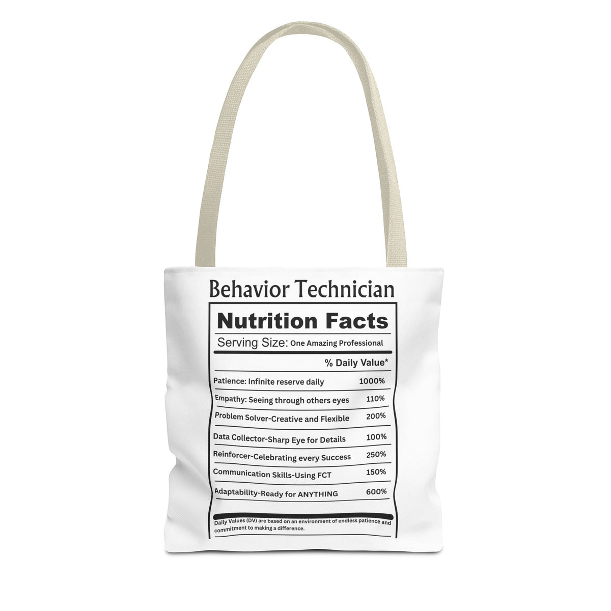 Behavior Technician Nutrition Facts Tote Bag Printify