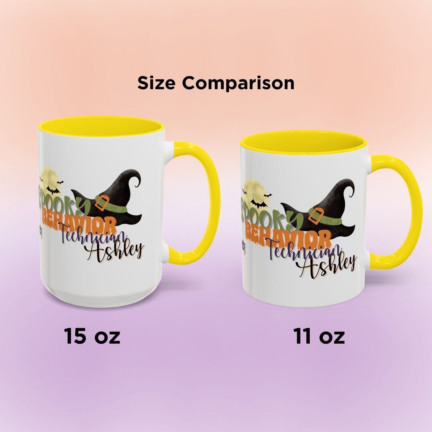Personalized Spooky Behavior Technician Halloween Mug – Witch Hat & Moon Design – Custom ABA Accent Mug for Fall Printify