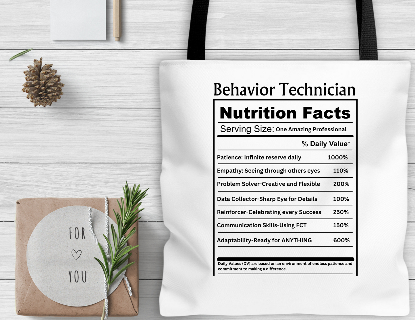 Behavior Technician Nutrition Facts Tote Bag Printify