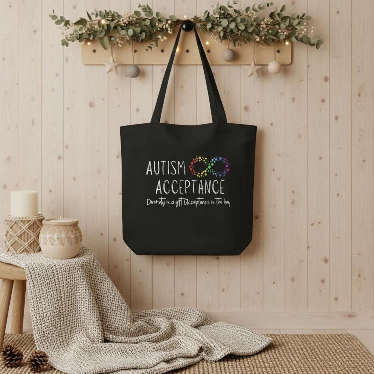 Autism Acceptance Bag - Spread the Message of Acceptance and Diversity Tote Bag with Option to Personalize Affordable ABA Materials