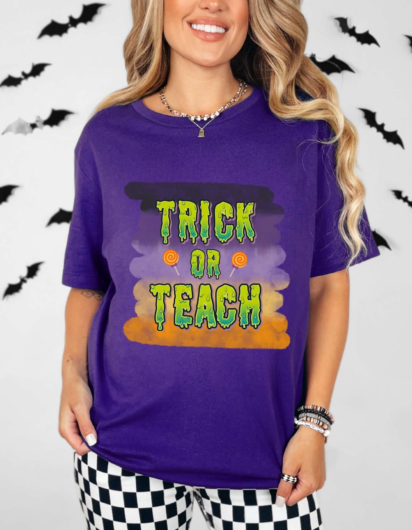 Fun Teacher Halloween Shirt- Unisex Design for Educators Trick or Teach Printify