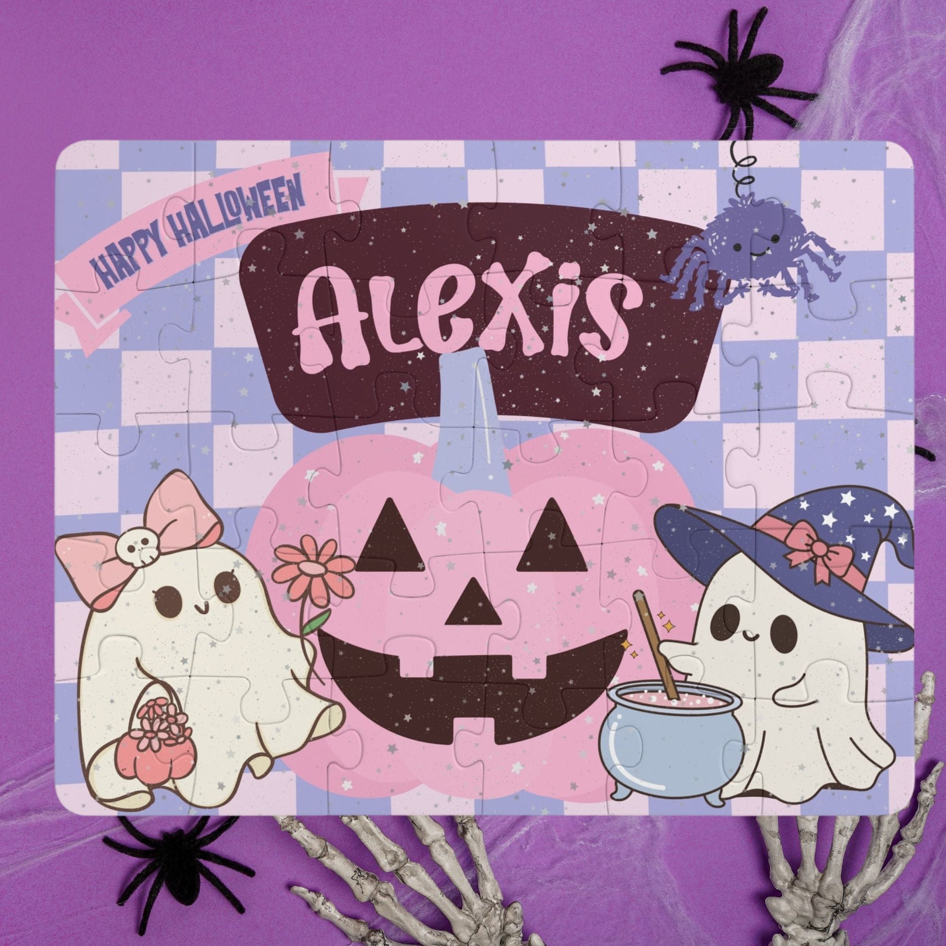 Personalized Halloween Puzzle for Kids – 30-Piece Cute Ghost & Pumpkin Custom Name Puzzle Printify