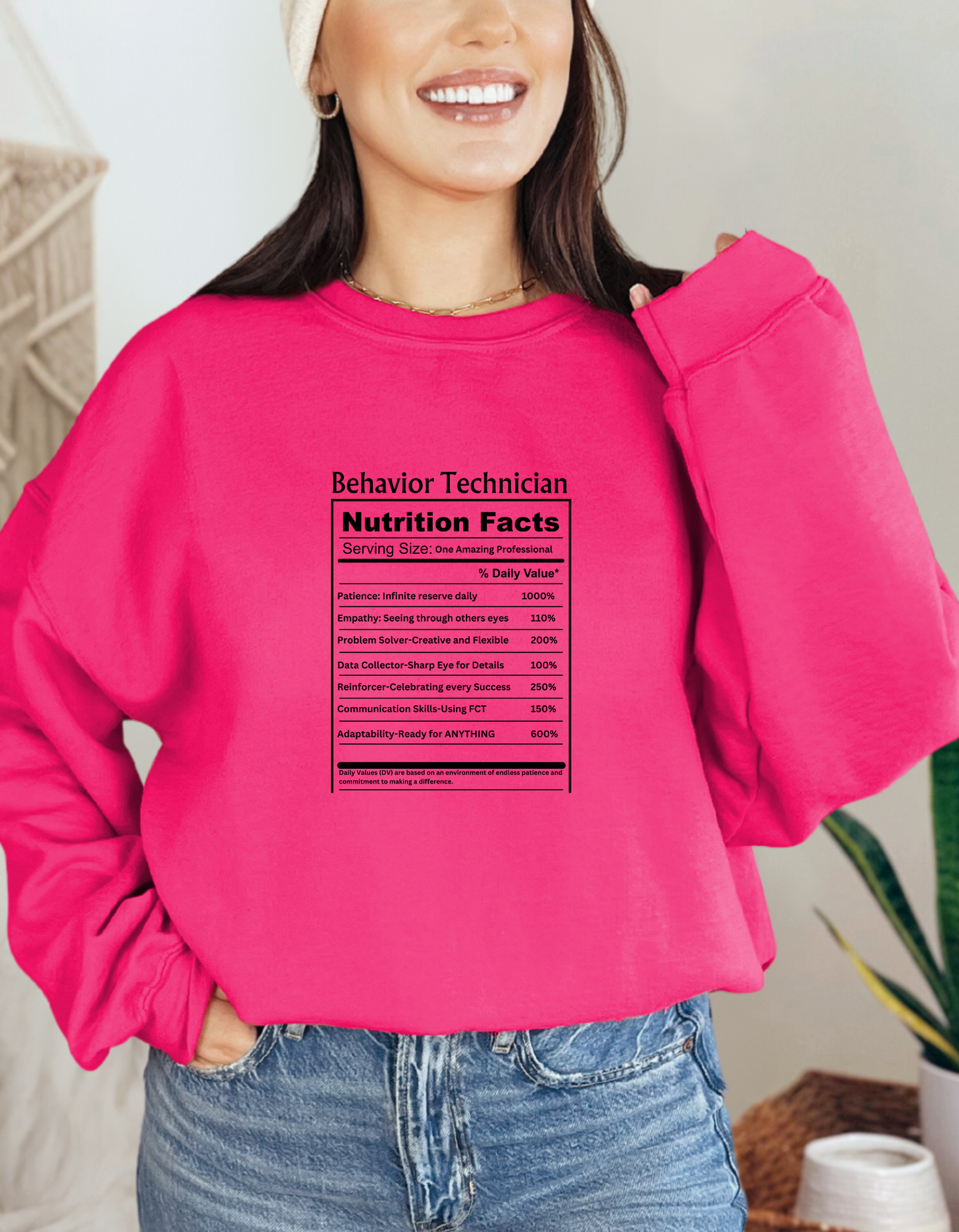 Behavior Technician Nutrition Facts" Unisex Sweater Affordable ABA Materials