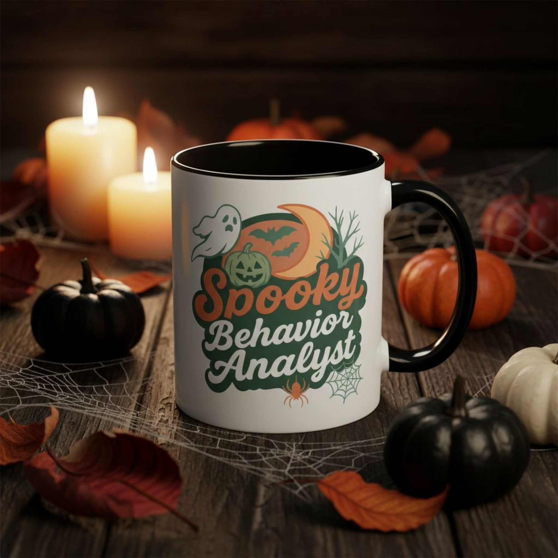 Personalized Spooky Behavior Analyst Accent Mug – Custom Name Coffee Cup, 11oz & 15oz, 4 Colors Affordable ABA Materials
