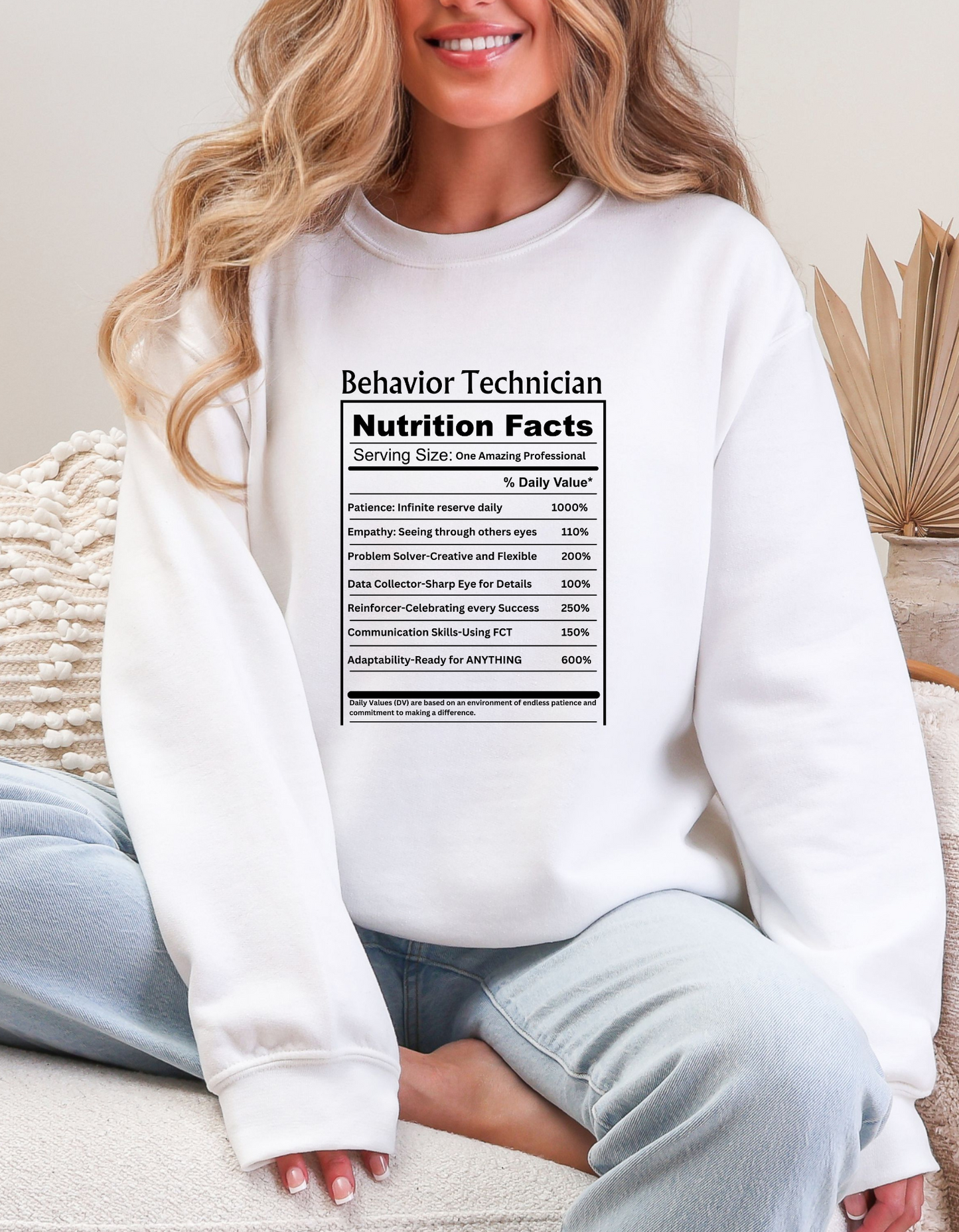 Behavior Technician Nutrition Facts" Unisex Sweater Affordable ABA Materials