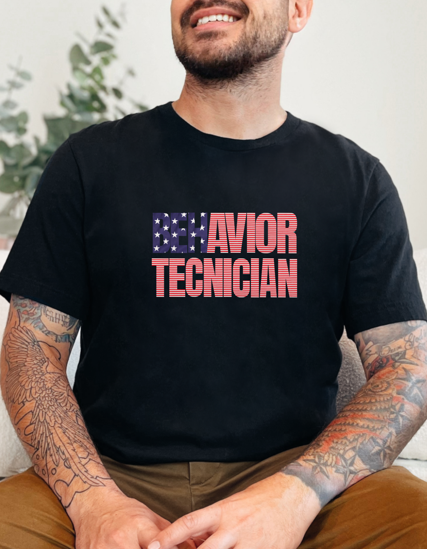 Patriotic Shirt for Behavior Technician-American Flag Inspired Shirt Affordable ABA Materials
