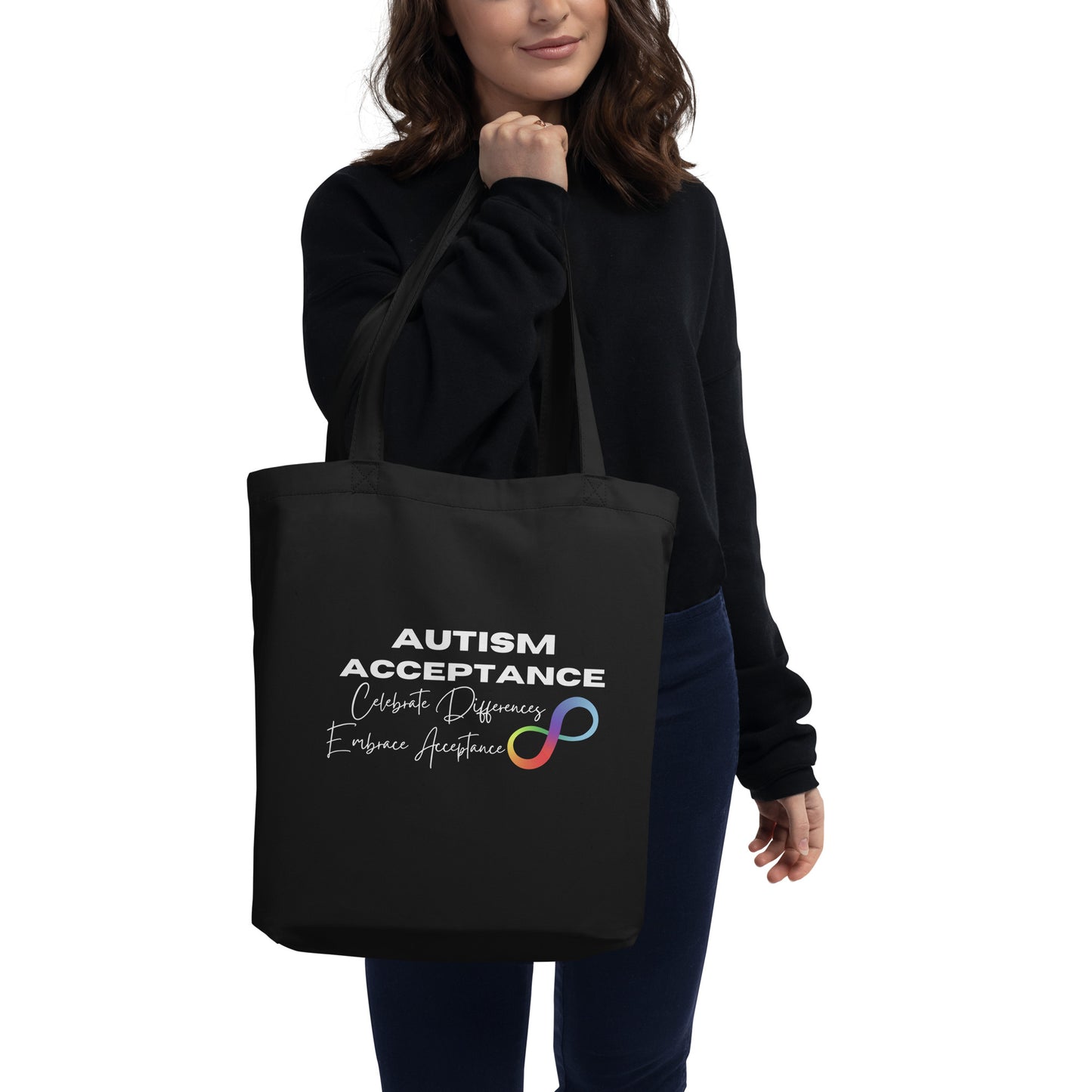 Autism Acceptance Eco Tote Bag "Celebrate Differences Embrace Acceptance" Affordable ABA Materials