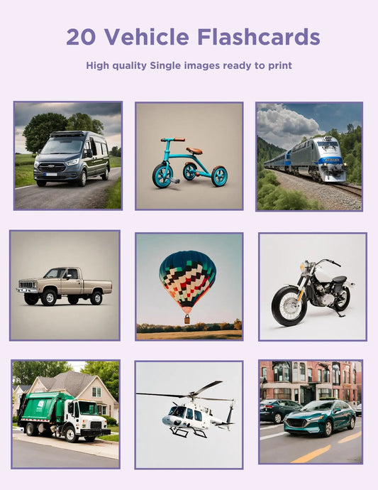 20 Vehicle Flash Cards Educational Cards for Kids and Teachers Printable Flash Cards for Kids Instant Download Print from home My Store
