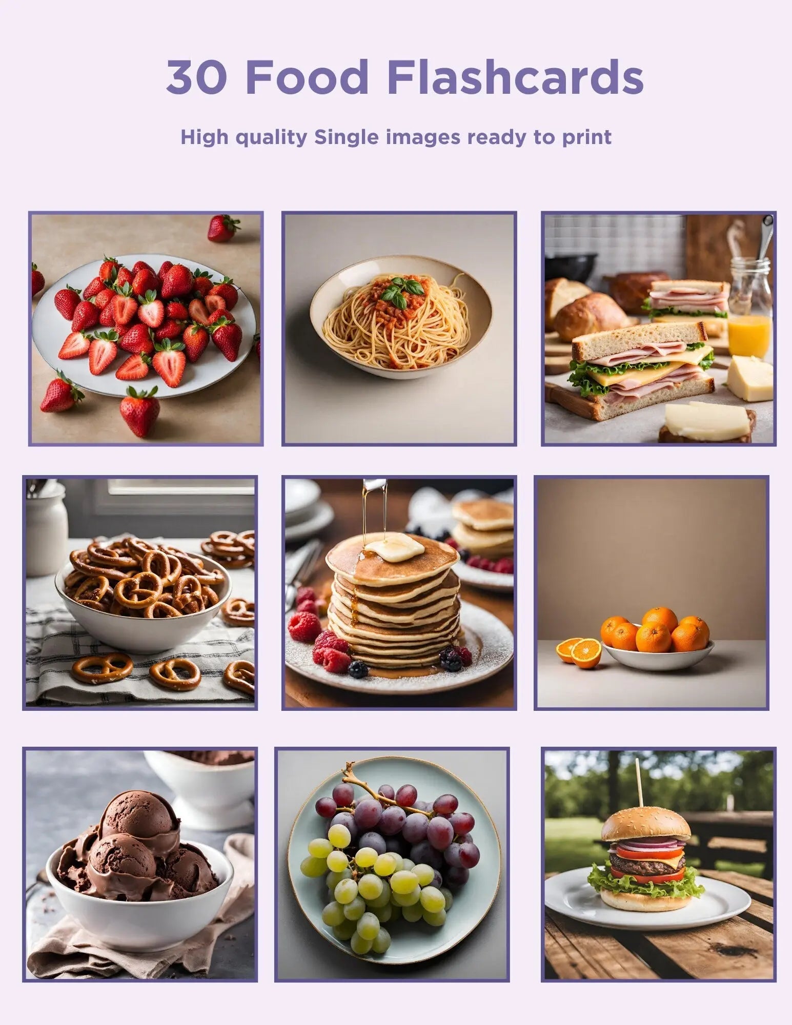 30 Food bundle Flash Cards , Restaurant, Rewards food therapy, Kids Board Chart , Nomenclature, Montessori, Digital download, Printable. My Store