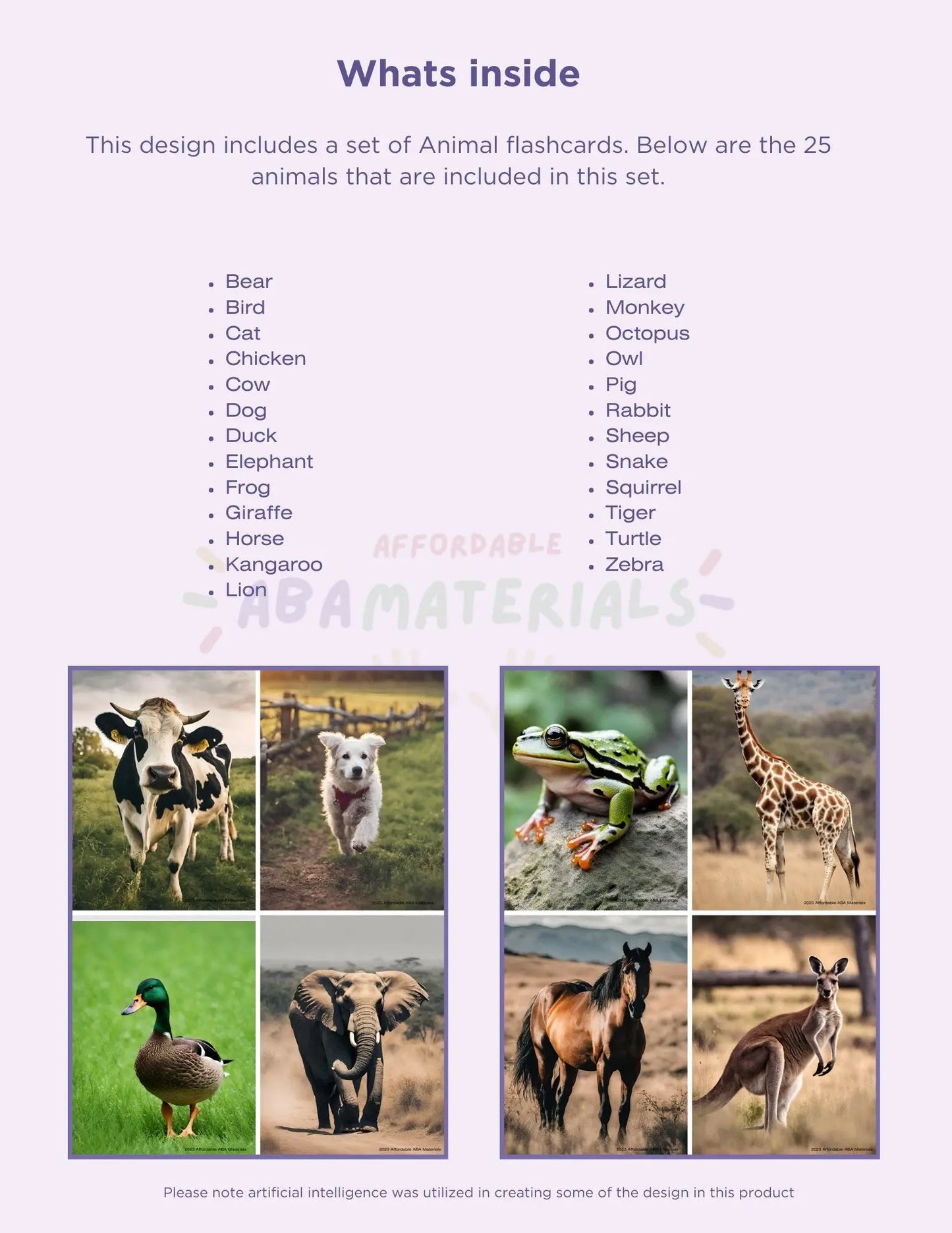 Engaging Animal Flash Cards: 25 Printable Flashcards Ideal for Montessori & ABA Therapy. Enhance Early Learning Now with Instant Download My Store