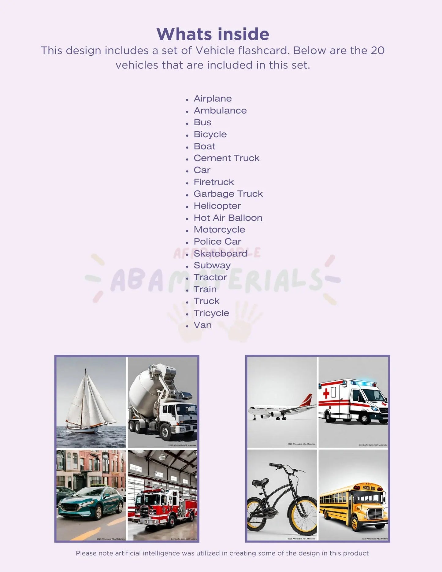 20 Vehicle Flash Cards Educational Cards for Kids and Teachers Printable Flash Cards for Kids Instant Download Print from home My Store