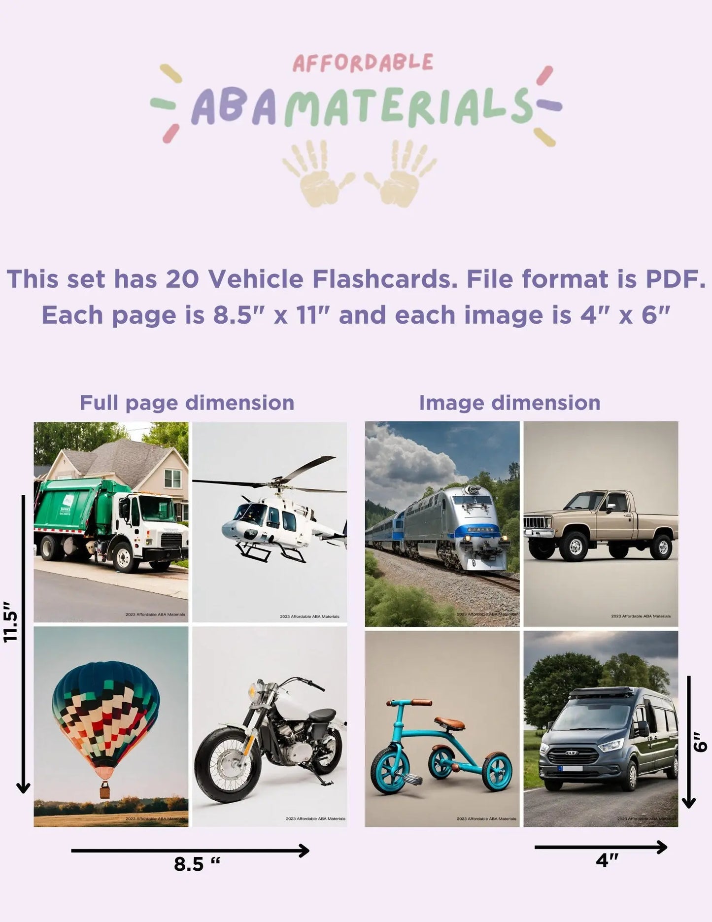20 Vehicle Flash Cards Educational Cards for Kids and Teachers Printable Flash Cards for Kids Instant Download Print from home My Store