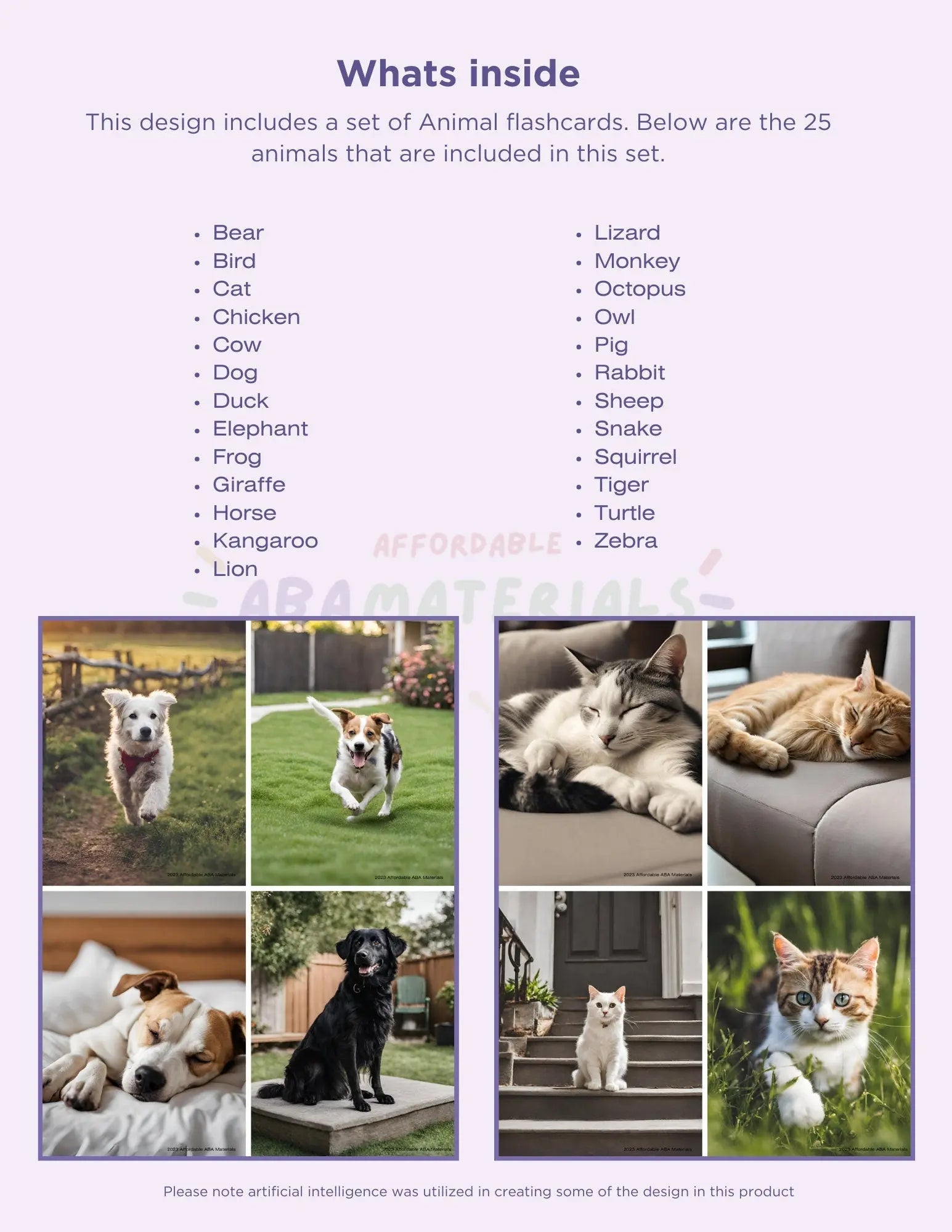 25 Animals Flash Cards - Printable Flashcards for Education, Enhance Learning with Montessori-style Cards for Kids Instant Digital Download My Store