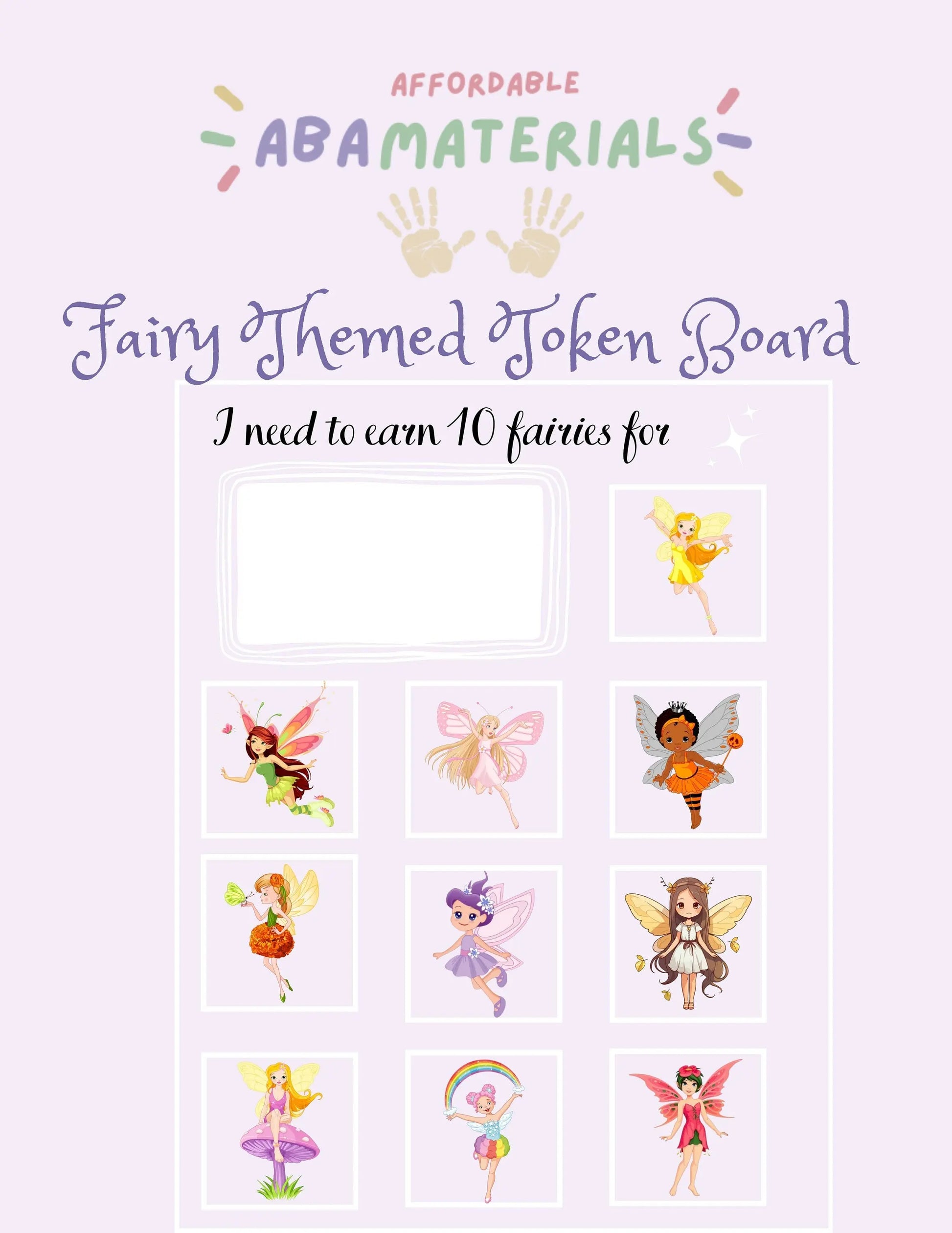Fairy Themed Token Board, Token Economy Token System Reward Board Reward Chart Printable Reward Board Printable PDF I'm Working for Board My Store