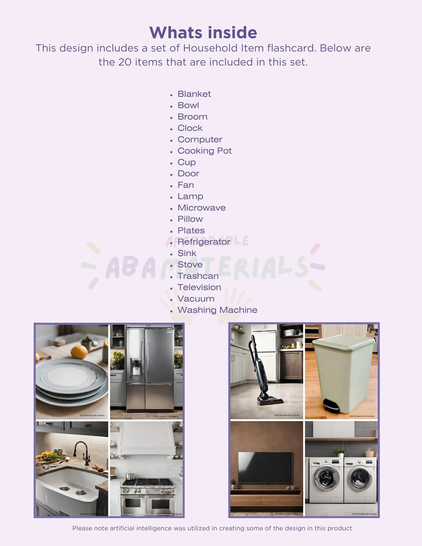 Household Item Printable Flash Cards- 20 Children Flashcards, Preschool Learning, Teach Kids About Everyday Home Items, Instant Download My Store