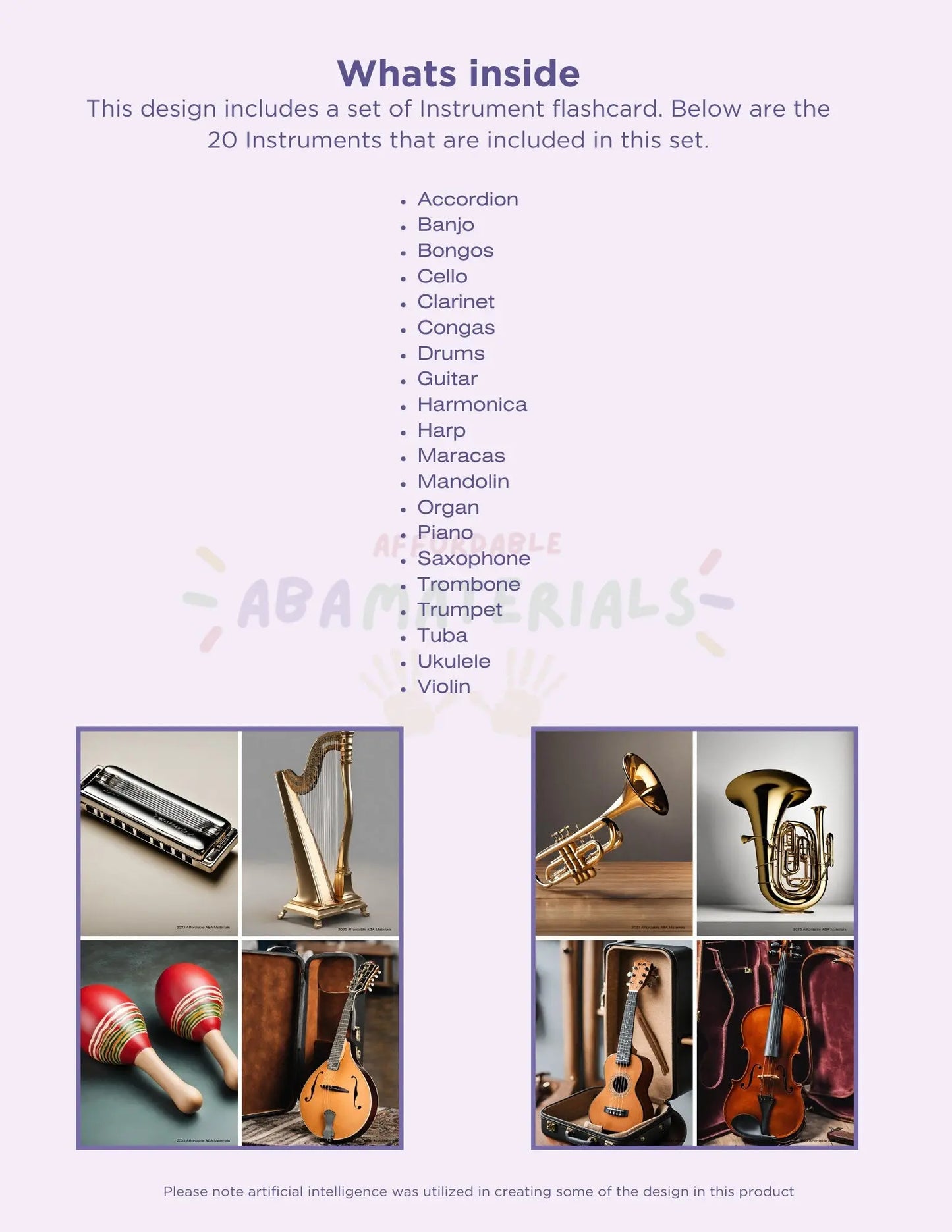 20 Musical Instrument Printable Flash Card Set- Perfect Flashcards for Kids or Teachers Pictures of Instruments Montessori Cards Digital My Store