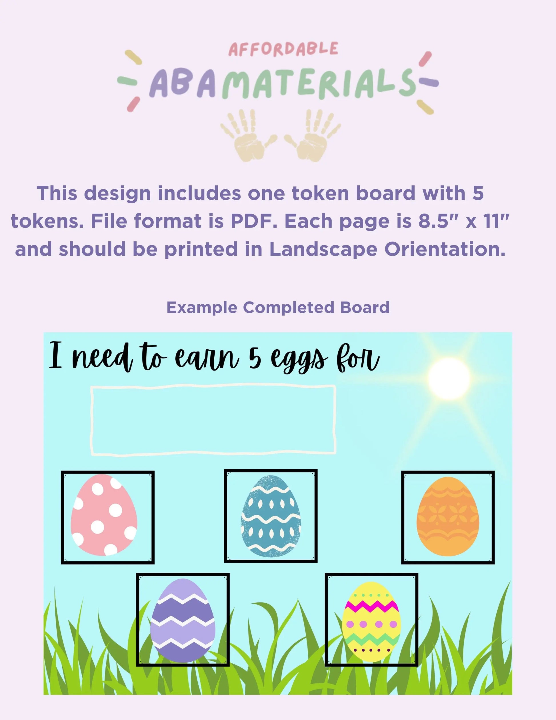 Printable Easter Egg Token Economy System - 5 Piece Token Board Reward Tokens for Reinforcing Behavior Reward Chart I'm Working for Board My Store