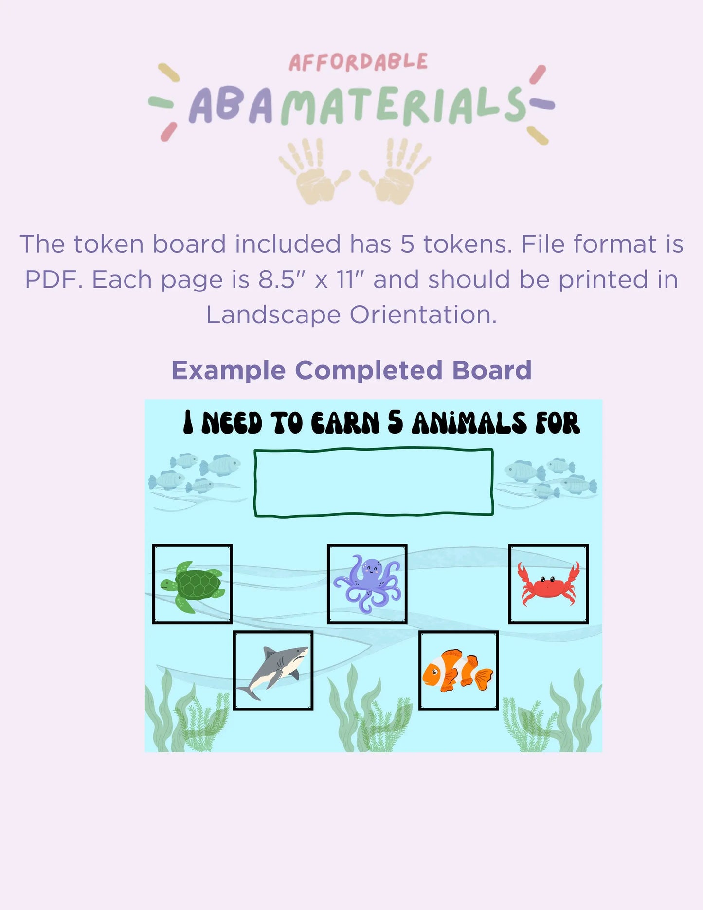 Adorable Ocean Animal Bundle Pack: Printable MEGA Bundle with Matching First-Then Board, Schedule, and Token Board Perfect for Kids or Adult My Store