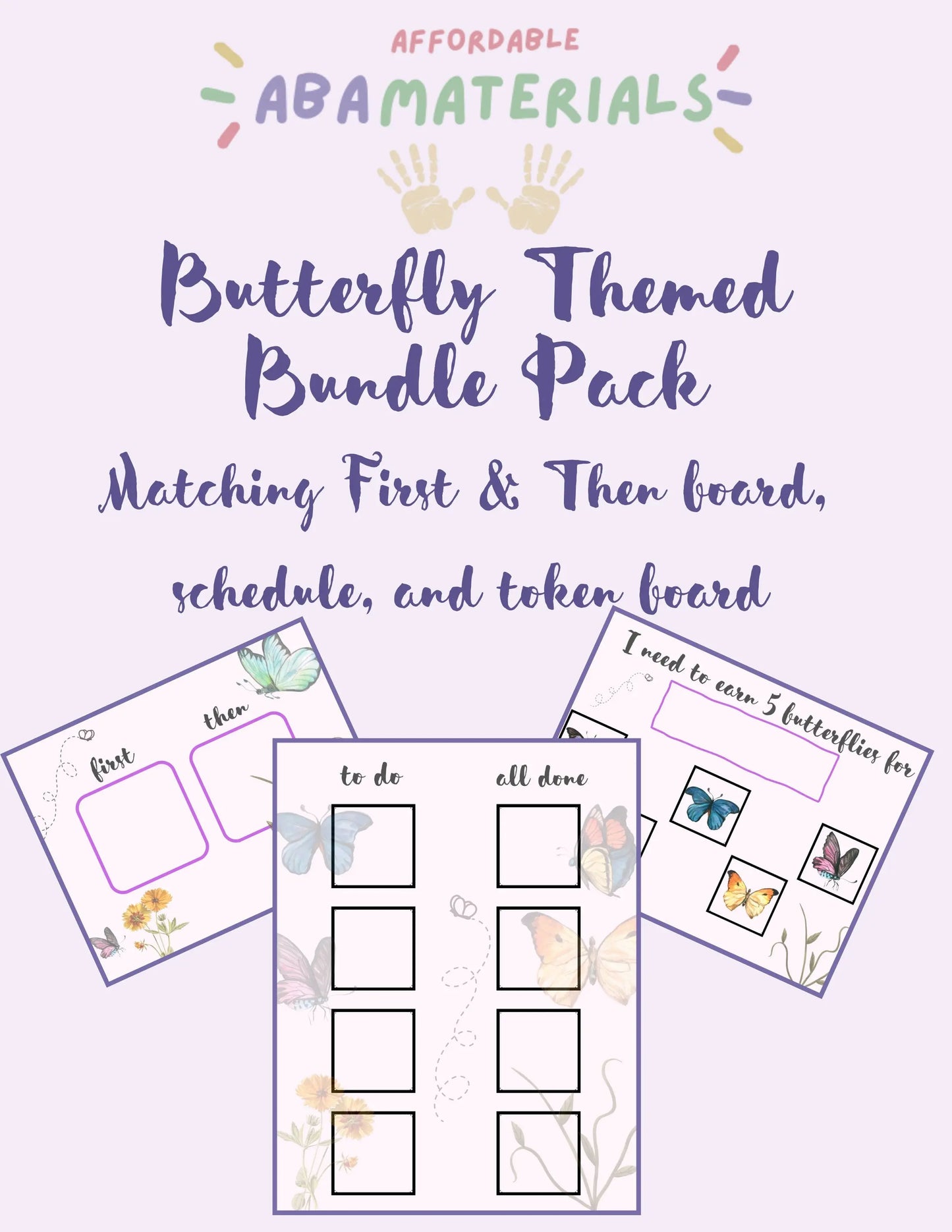 Cute Butterfly Themed MEGA Bundle: Printable First - Then Board, Schedule, & 5-piece Token Board Flutter into learning with our Matching Set My Store