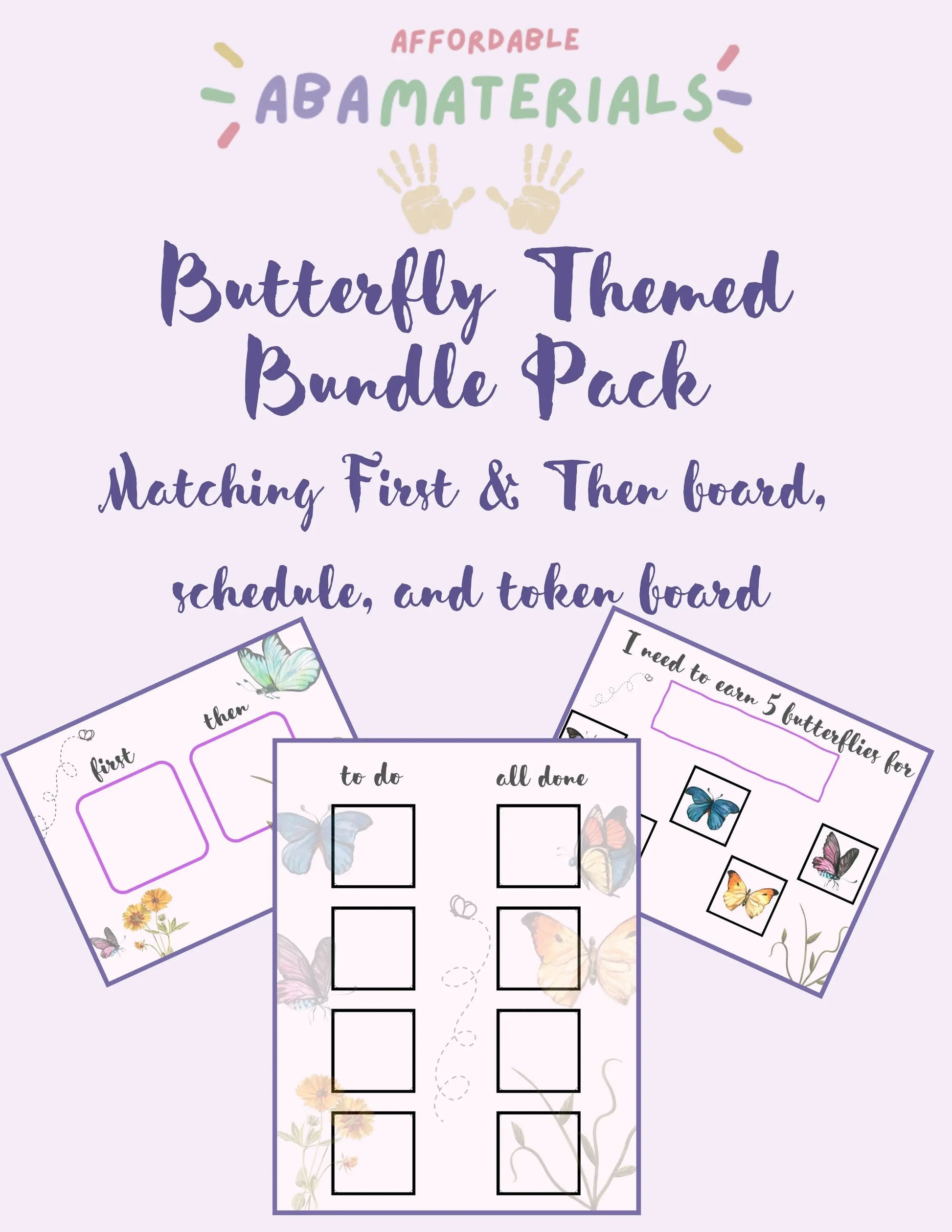 Cute Butterfly Themed MEGA Bundle: Printable First - Then Board, Schedule, & 5-piece Token Board Flutter into learning with our Matching Set My Store