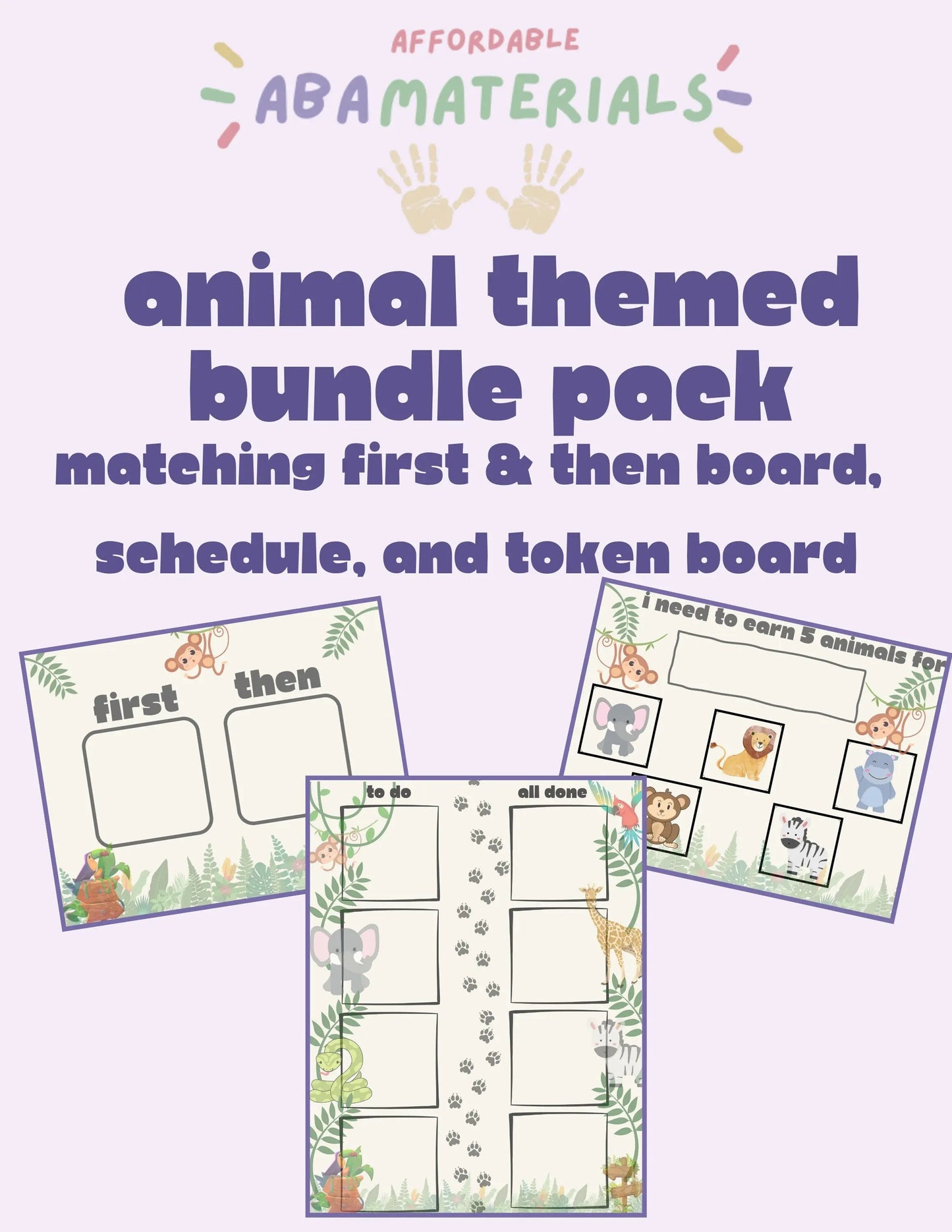 Adorable Animal-Themed MEGA Bundle: Printable First-Then Board, Schedule, and Token Board Matching Set Animal-Inspired Pack Perfect for Kids My Store